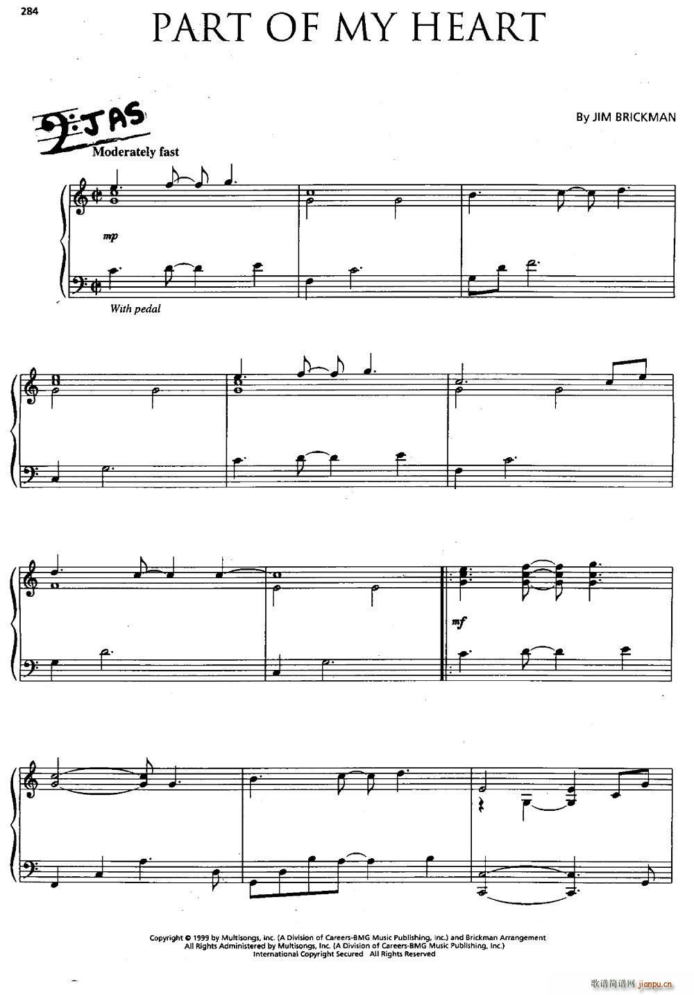 PART OF MY HEART(钢琴谱)1