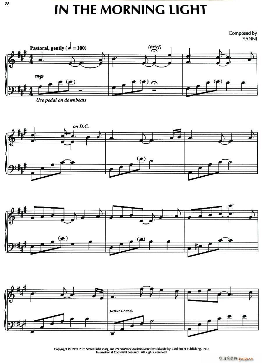 In the Morning Light(钢琴谱)1