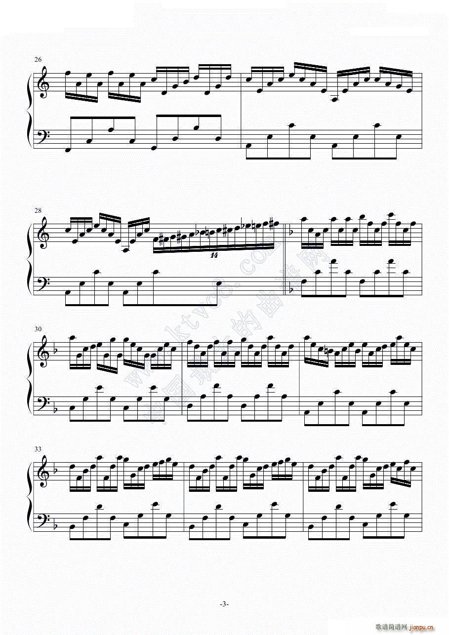 虫儿飞难度版(钢琴谱)3