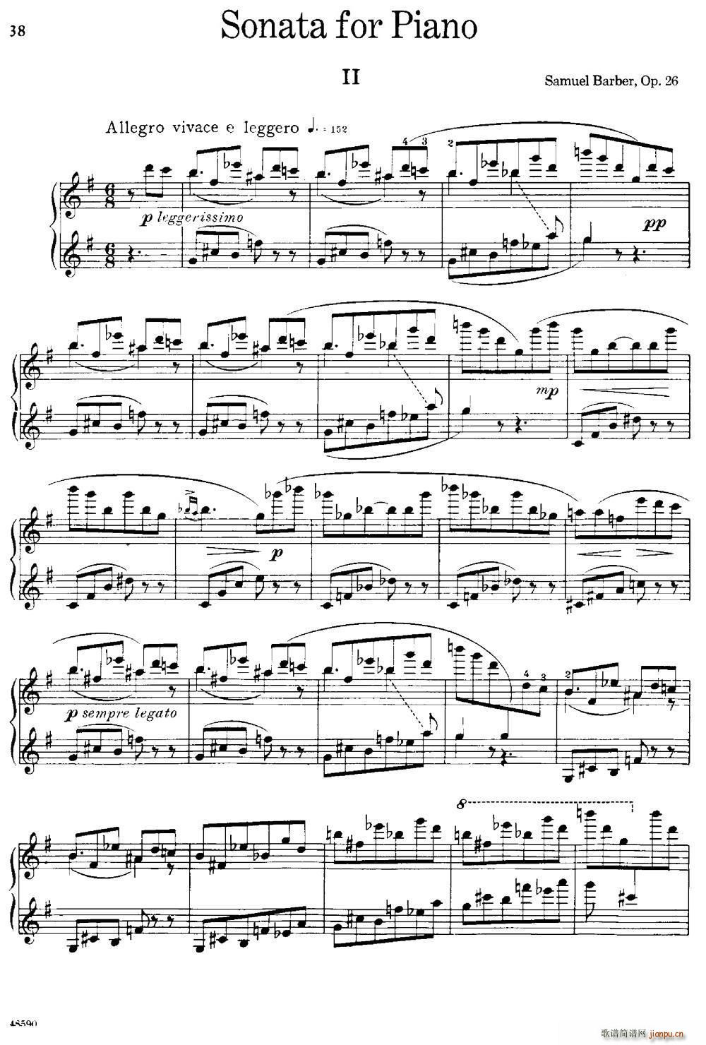 塞缪尔 巴伯 降e小调钢琴奏鸣曲 op 26 v 2(钢琴谱)1