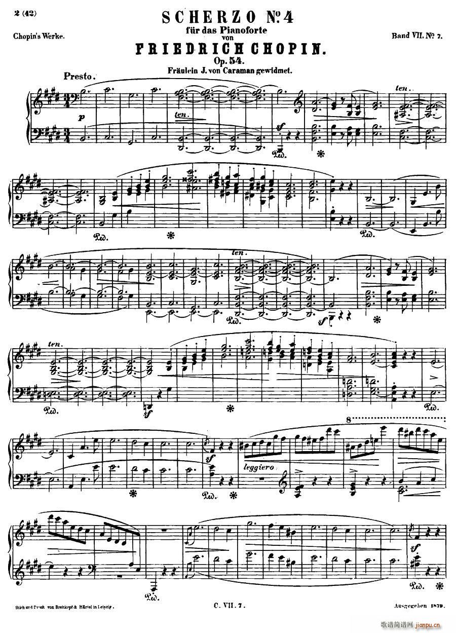 E大调钢琴谐谑曲Op 54 第四号(钢琴谱)1