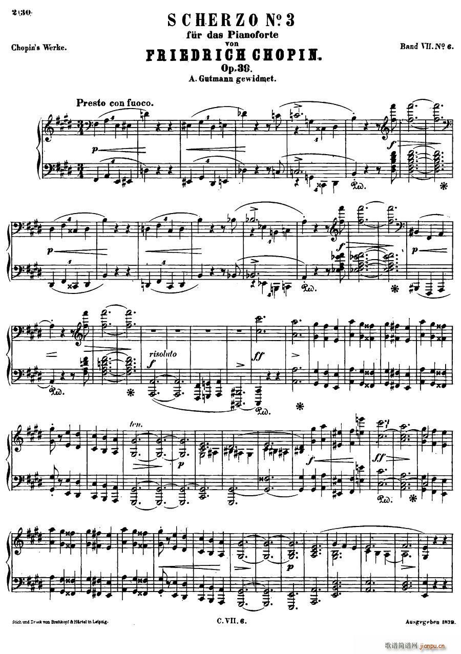 升c小调钢琴谐谑曲Op 39 第三号(钢琴谱)1