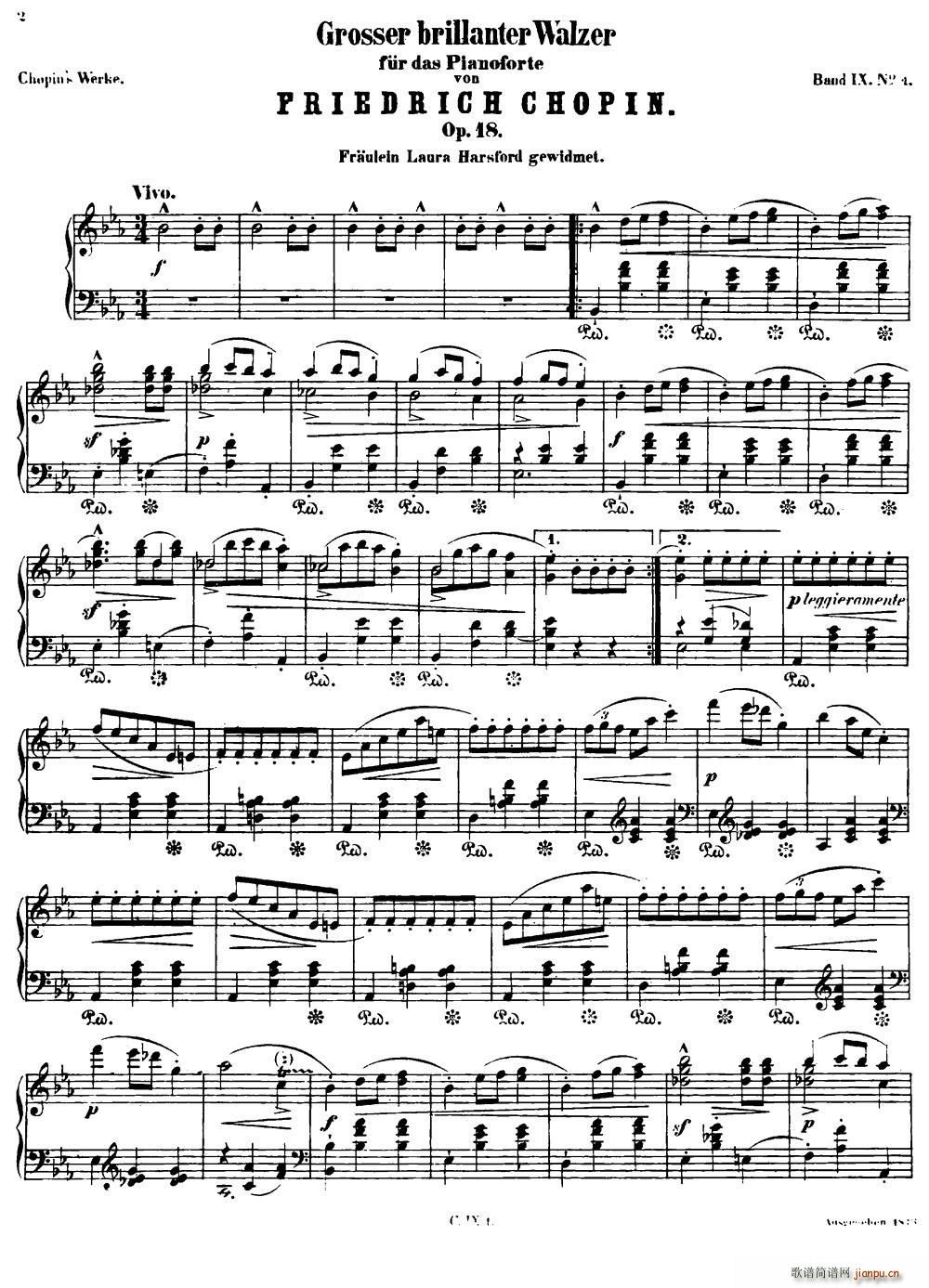 Grande valse brillante Op18 降E大调华丽圆舞曲Op 18(钢琴谱)1
