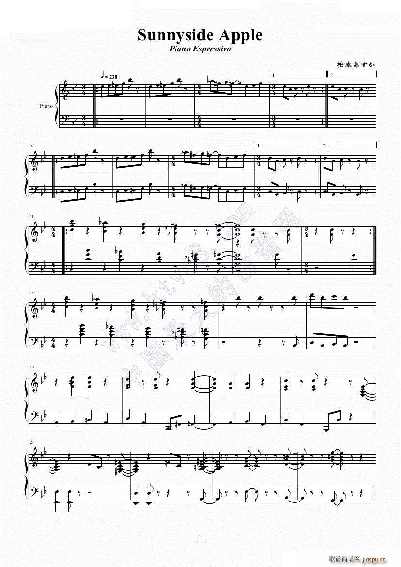 爵士sunnyside apple(钢琴谱)1
