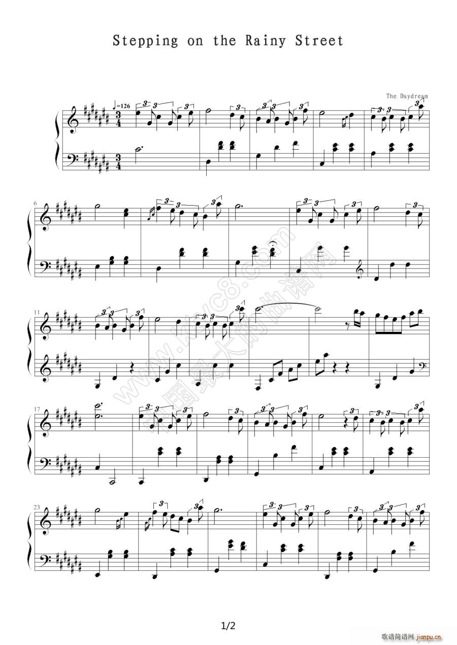Stepping on the Rainy Street 雨中漫步(钢琴谱)1