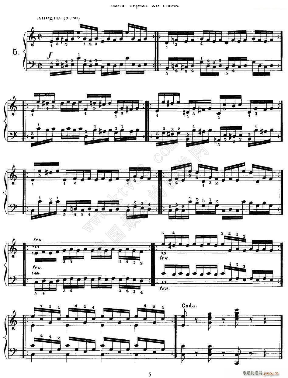 Czerny 40 Daily Exerci Op 337 1 5 40首日常训练曲(钢琴谱)5