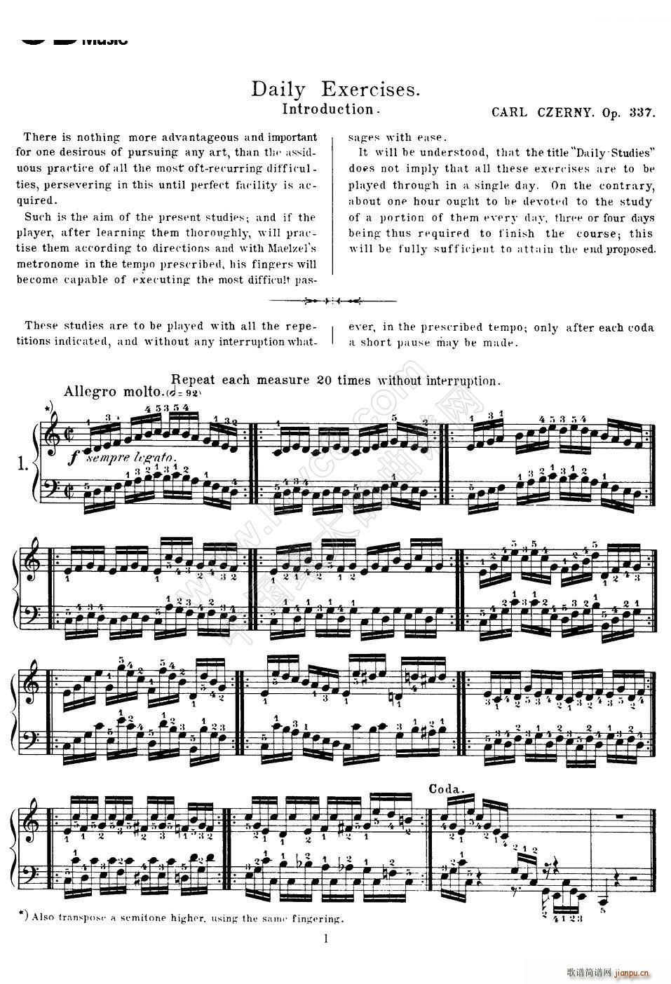 Czerny 40 Daily Exerci Op 337 1 5 40首日常训练曲(钢琴谱)1