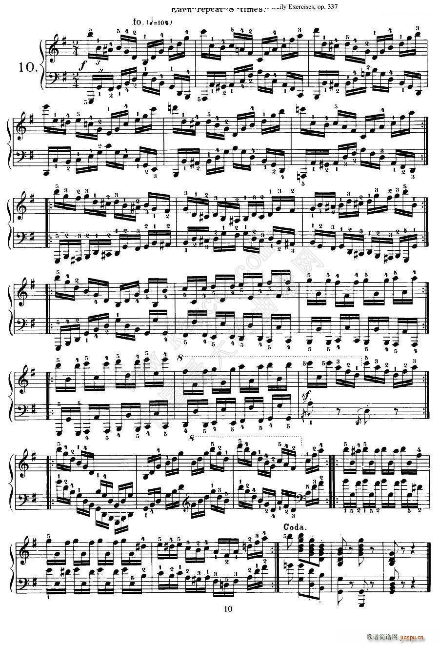 Czerny 40 Daily Exerci Op 337 6 10 40首日常训练曲(钢琴谱)5