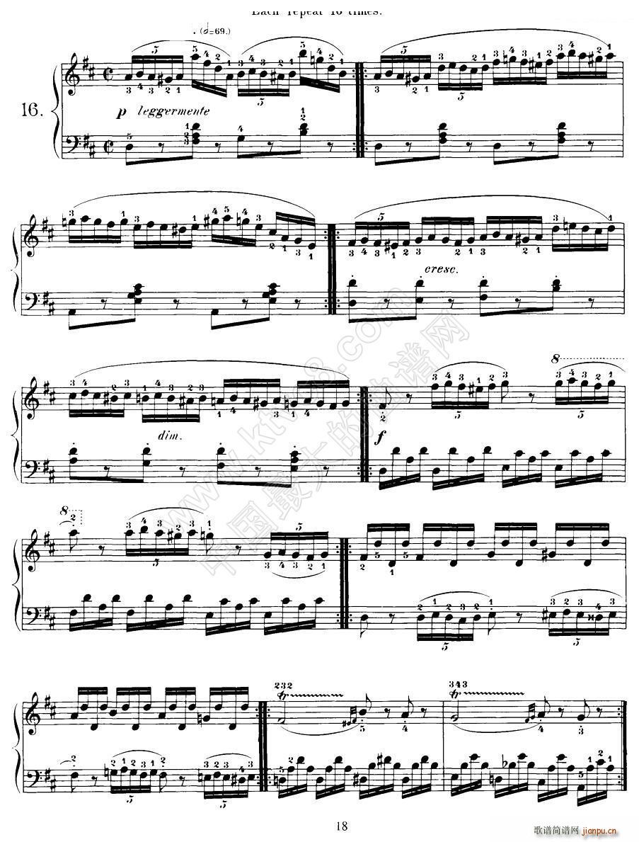 Czerny 40 Daily Exerci Op 337 16 20 40首日常训练曲(钢琴谱)1