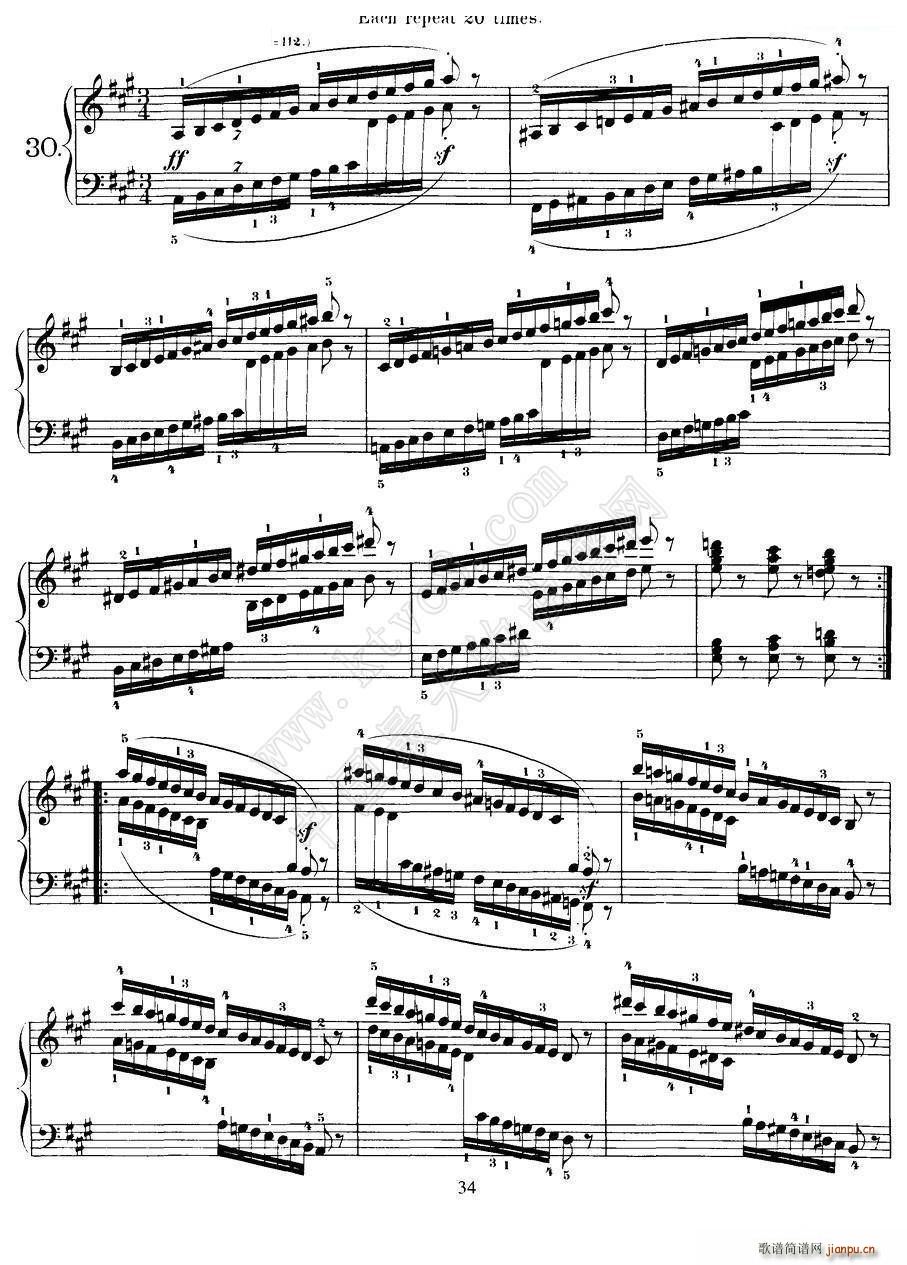 Czerny 40 Daily Exerci Op 337 25 30 40首日常训练曲(钢琴谱)5