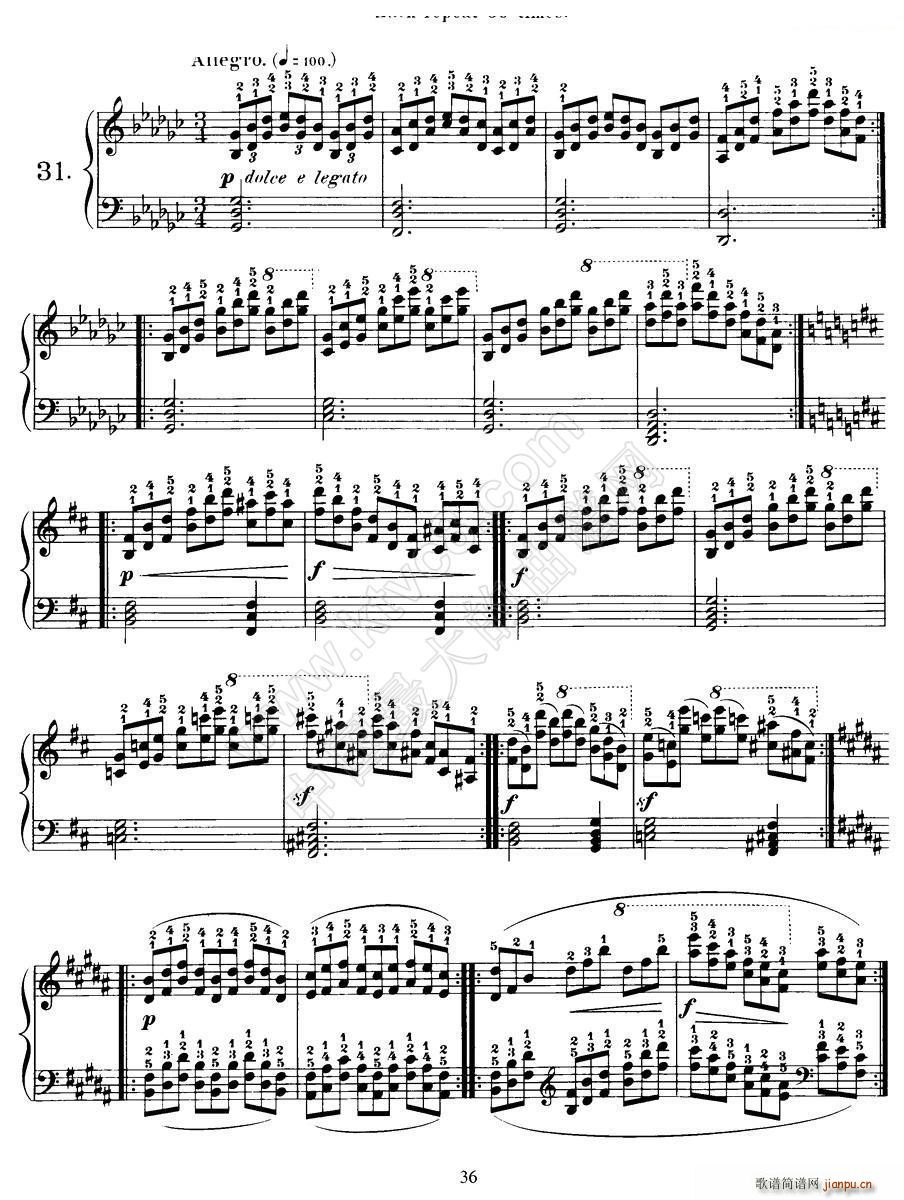 Czerny 40 Daily Exerci Op 337 31 35 40首日常训练曲(钢琴谱)1