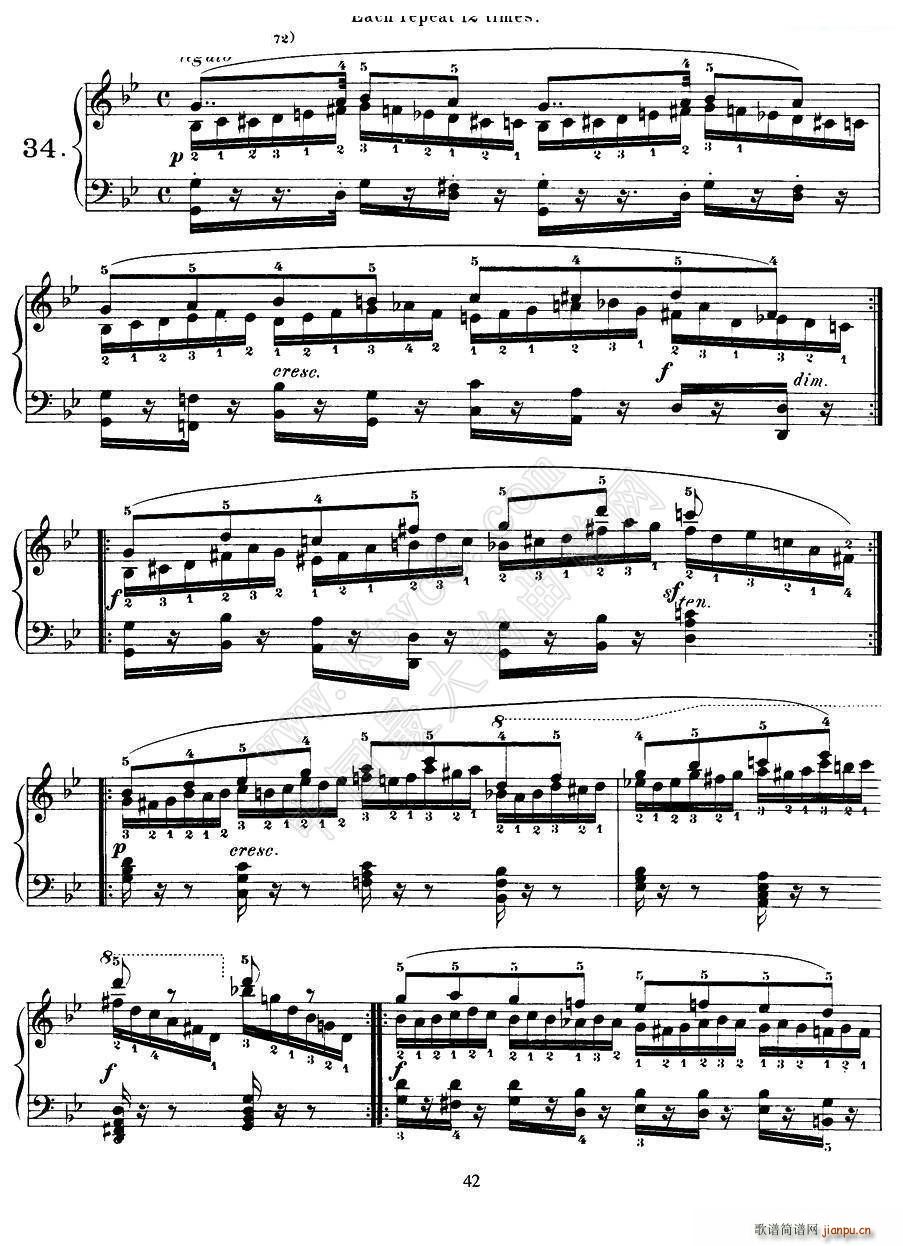 Czerny 40 Daily Exerci Op 337 31 35 40首日常训练曲(钢琴谱)7