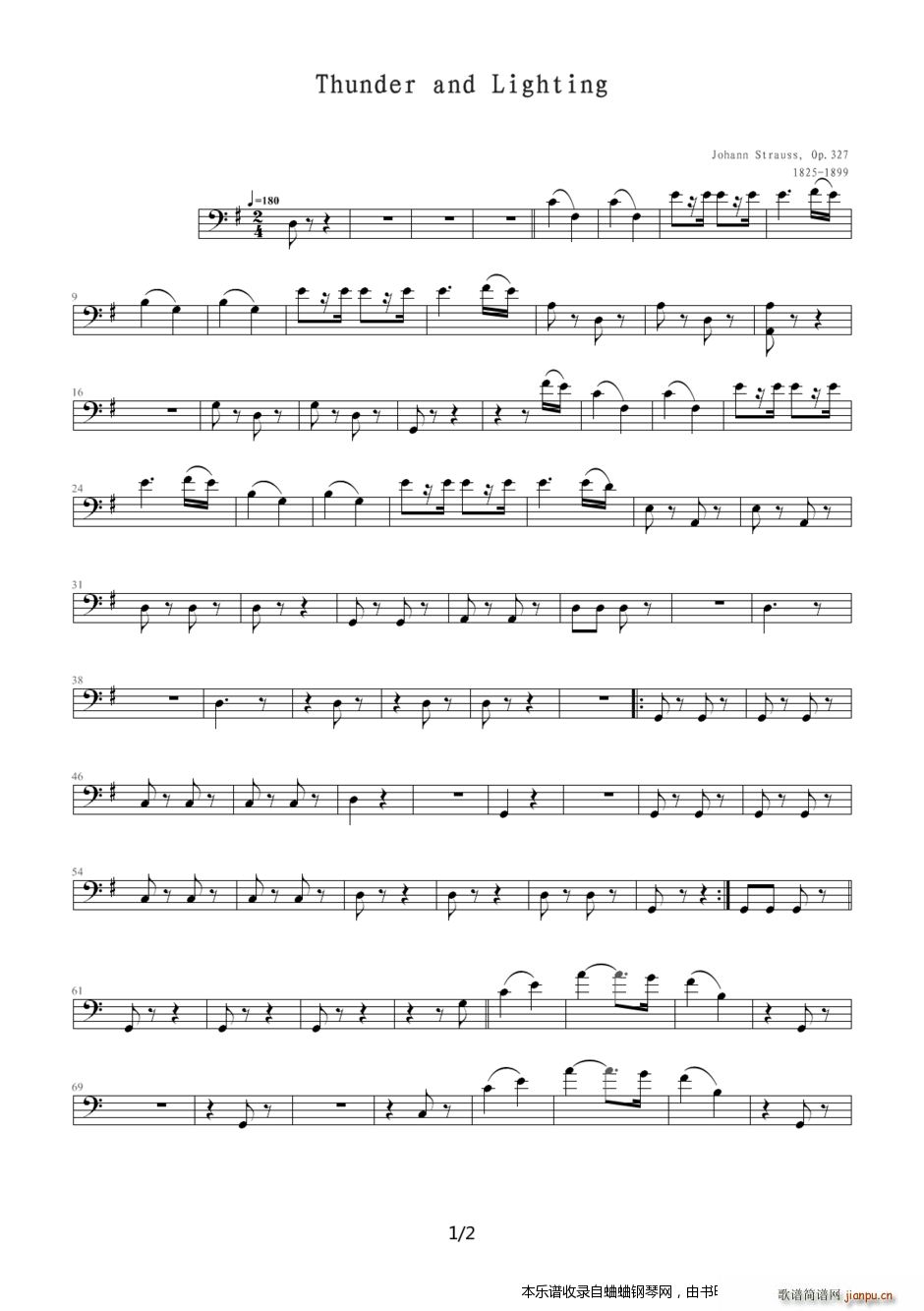 雷鸣电闪波尔卡 管弦乐 10雷鸣电闪波尔卡 Tuba(钢琴谱)1