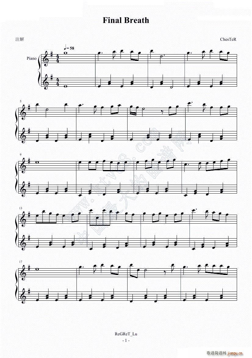 插曲 Final Breath(钢琴谱)1