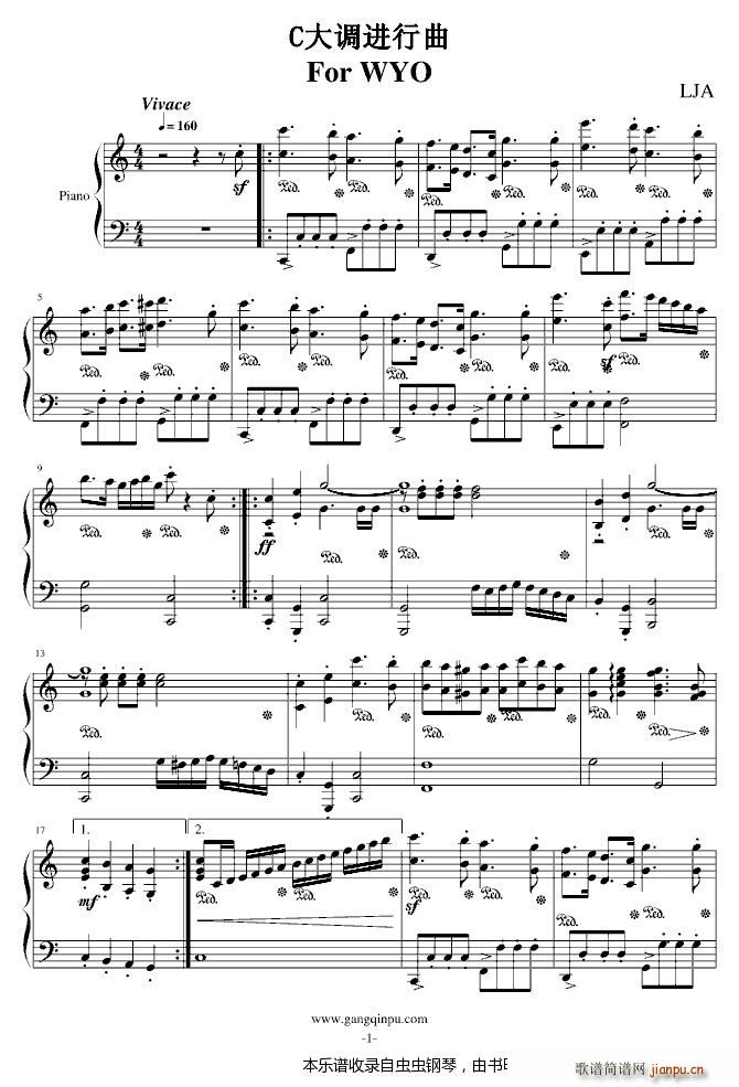 C大调 高材生 进行曲NO 4(钢琴谱)1