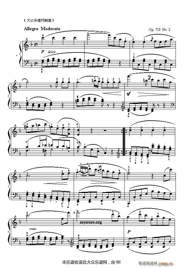 车尔尼 Czermy 钢琴练习718第2首(钢琴谱)1