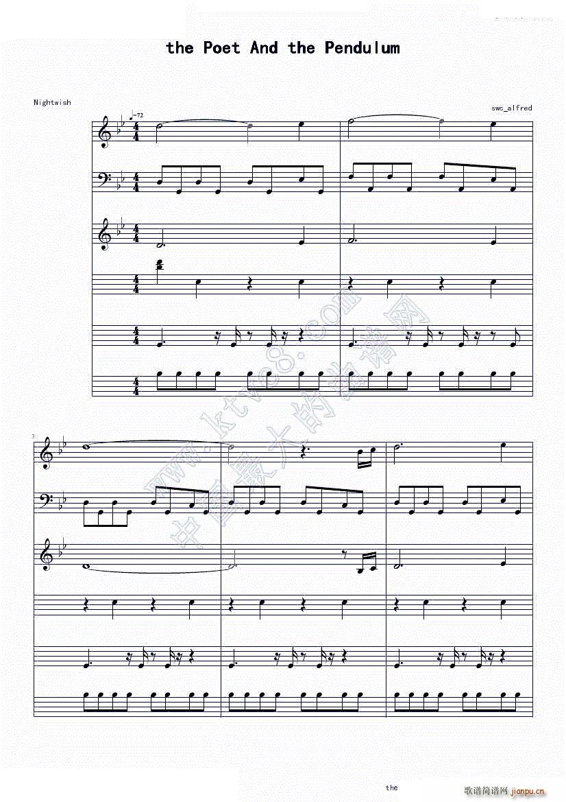 The poet and the pendulum Nightwish(钢琴谱)1