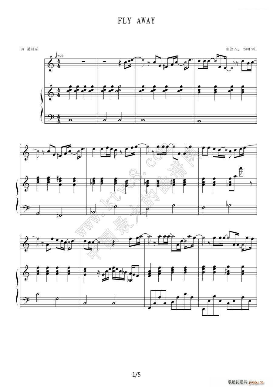 FLY AWAY 钢琴伴奏谱(钢琴谱)1