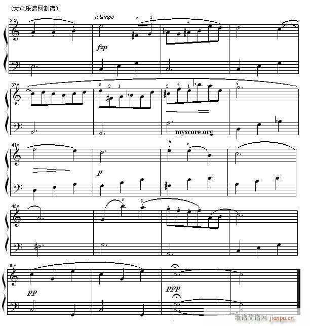 肖邦钢琴小曲 夜曲第二首(钢琴谱)3