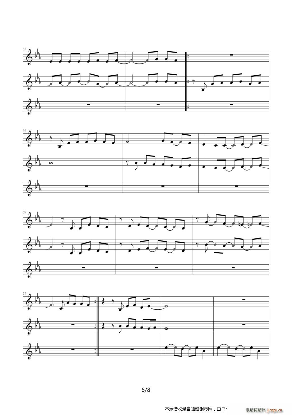 JAY版 屋顶 ――没仔细做伴奏(钢琴谱)6