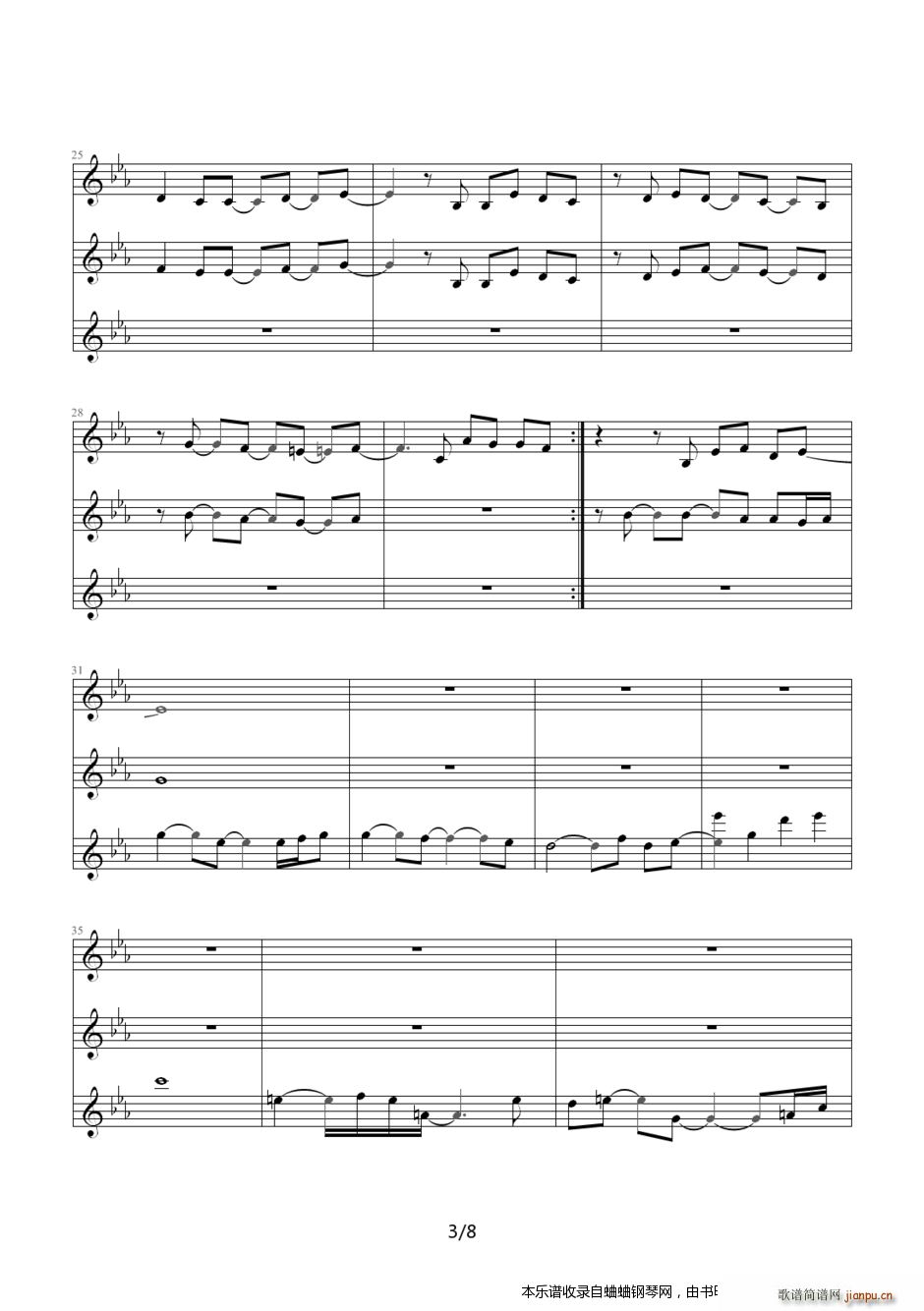 JAY版 屋顶 ――没仔细做伴奏(钢琴谱)3