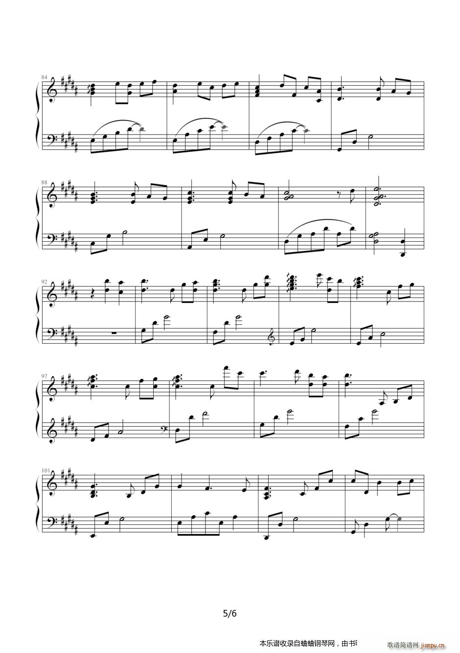 整理日本精选mid的曲子houyou 须釜俊一的 拥抱(钢琴谱)5