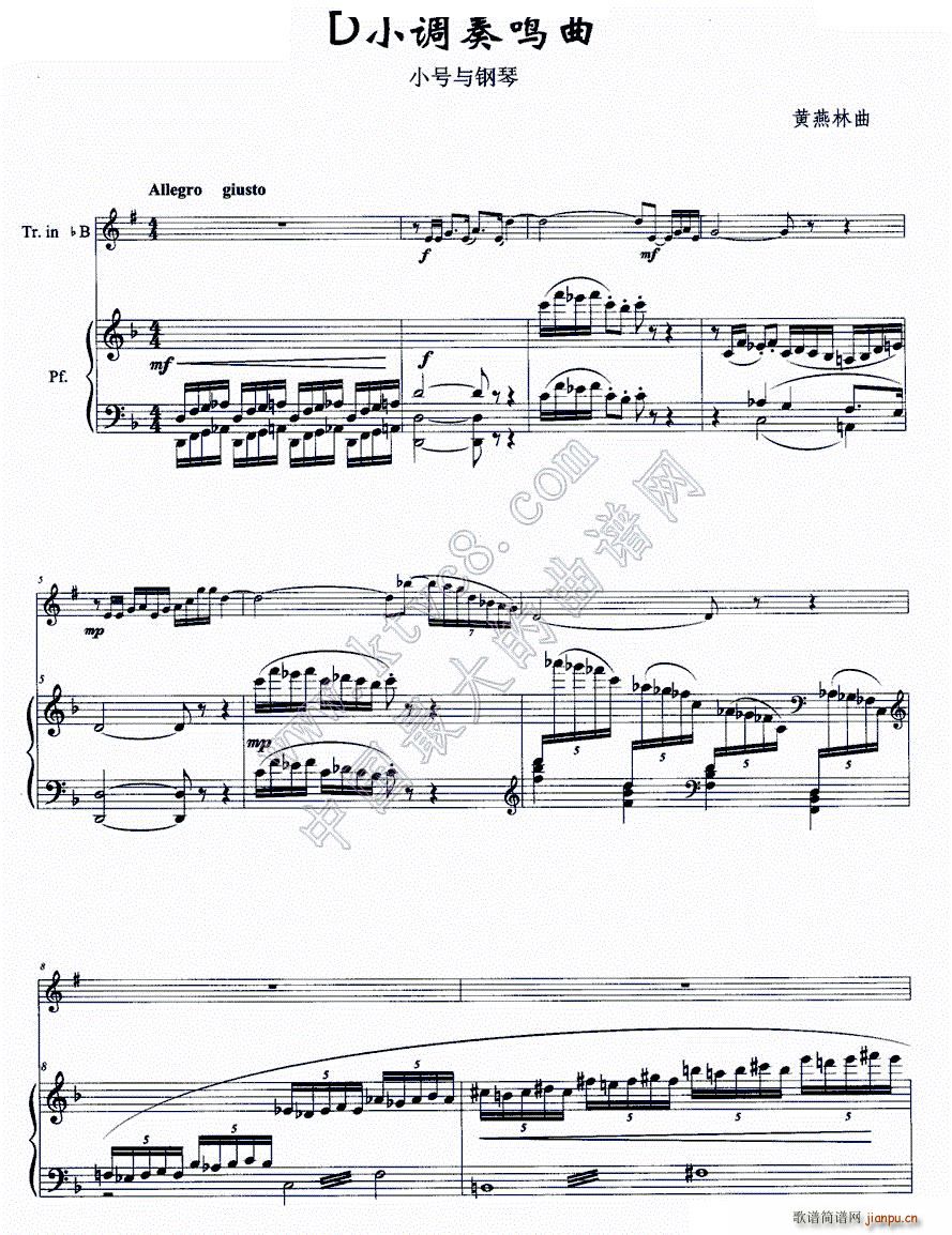 D小调奏鸣曲 小号 钢琴(钢琴谱)1