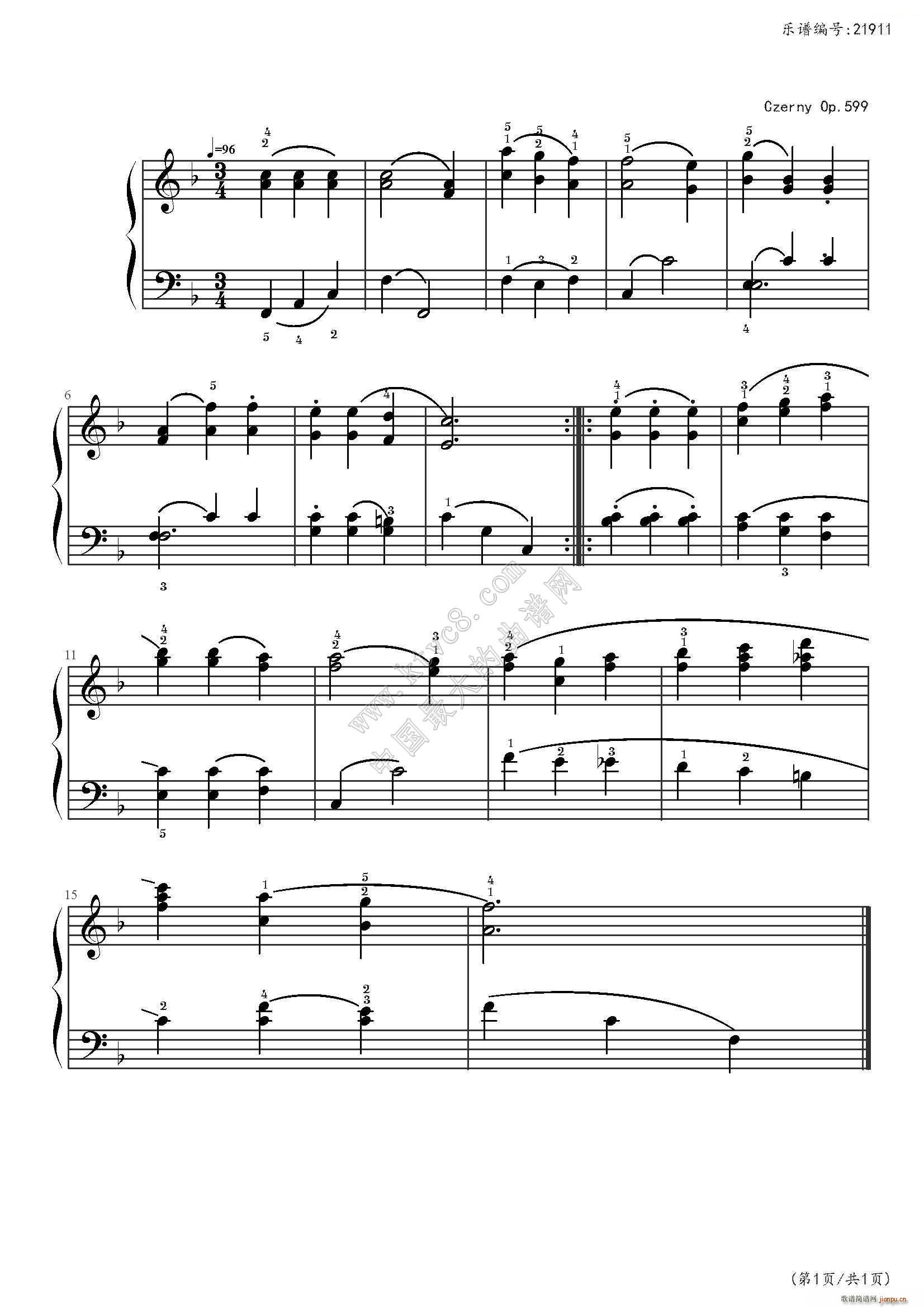 车尔尼599 No 42(钢琴谱)1