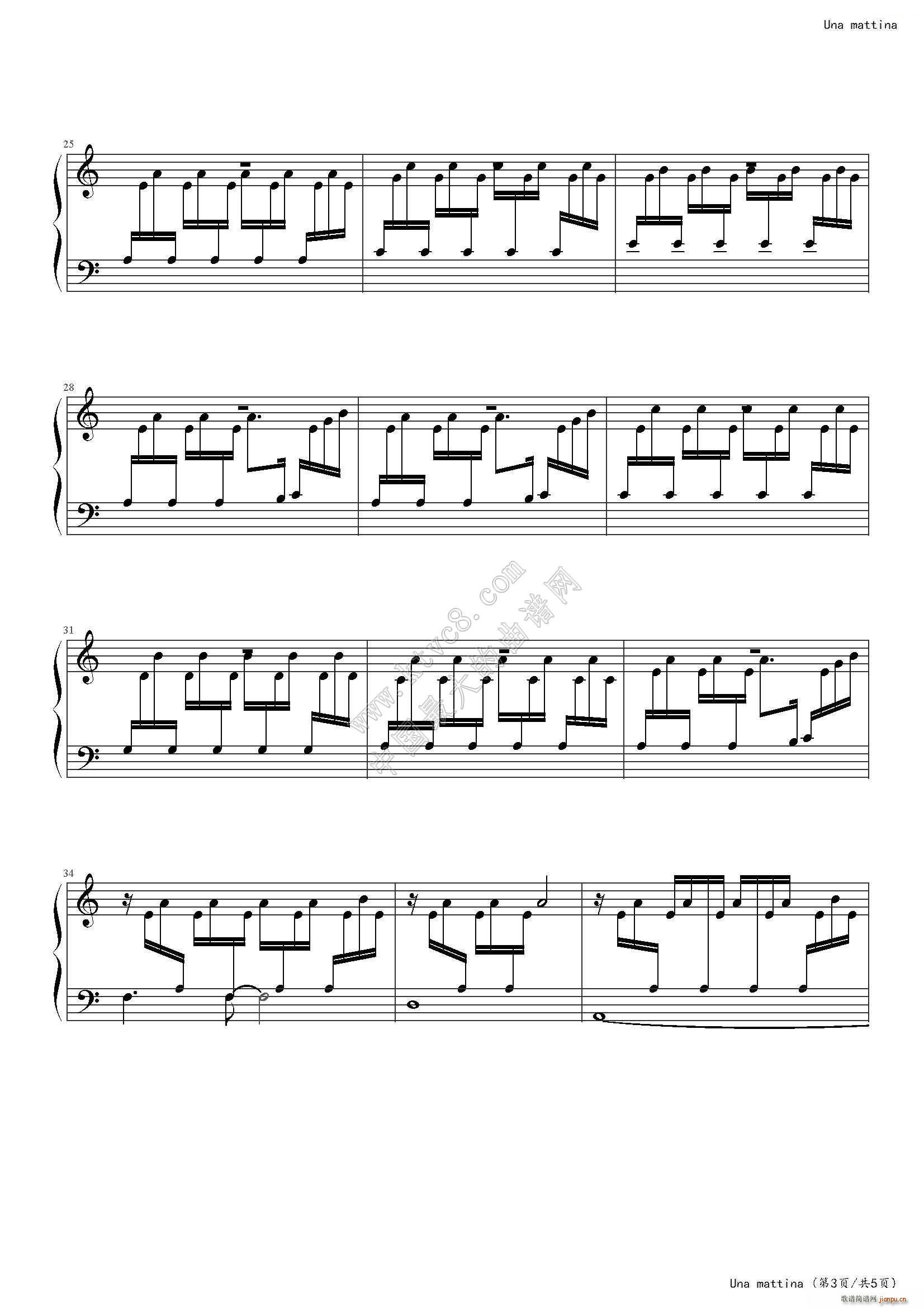 Una Mattina 无法触碰 片尾曲(钢琴谱)3