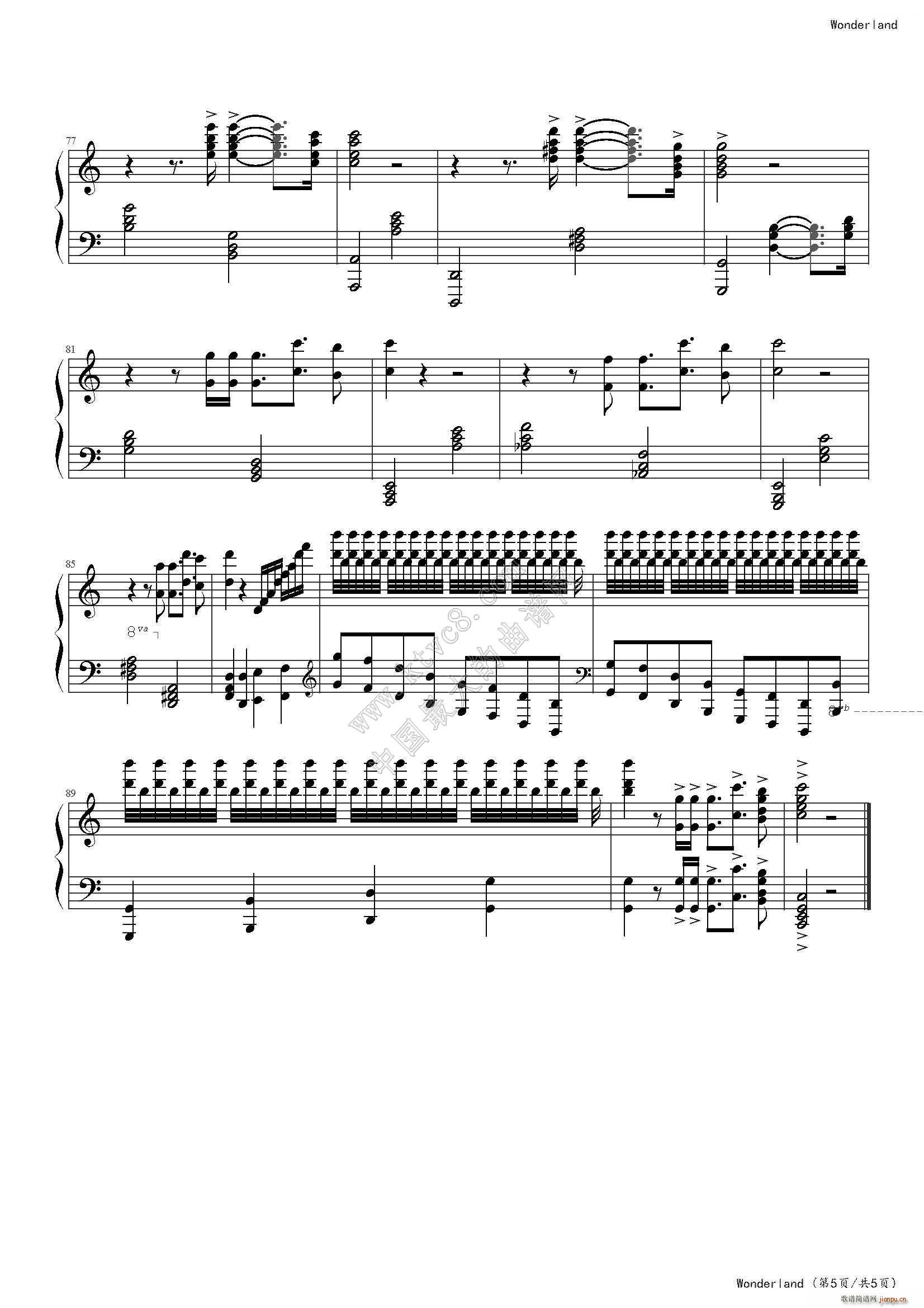 Wonderland 新乐园 Maksim演奏原版(钢琴谱)5