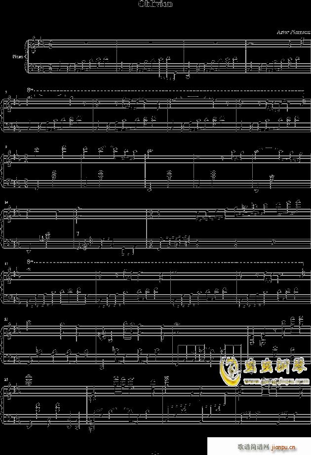 遗忘 Tango 独奏版 Oblivion(钢琴谱)1