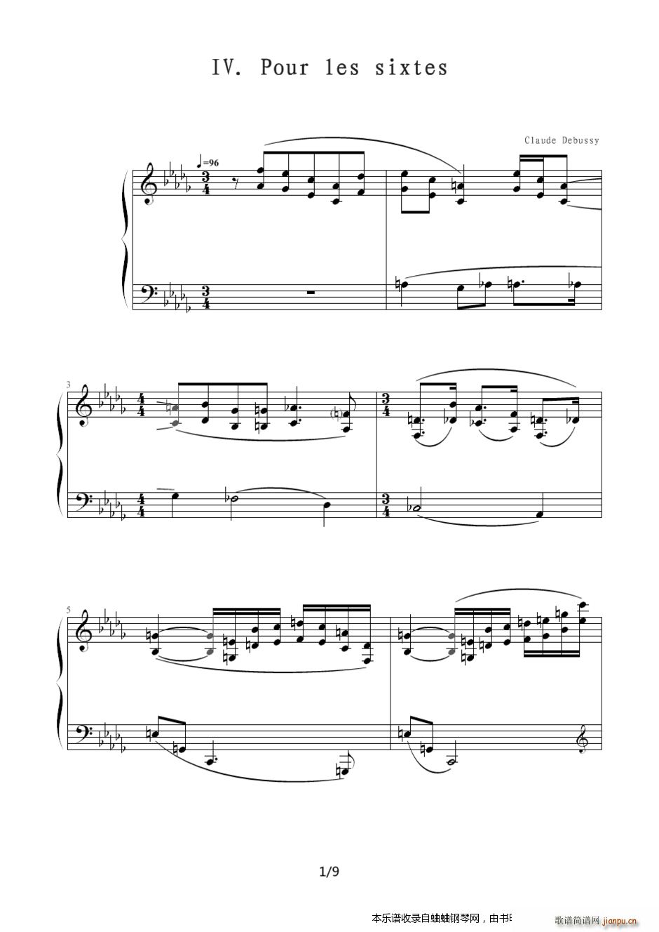 德彪西?六度练习曲(钢琴谱)1