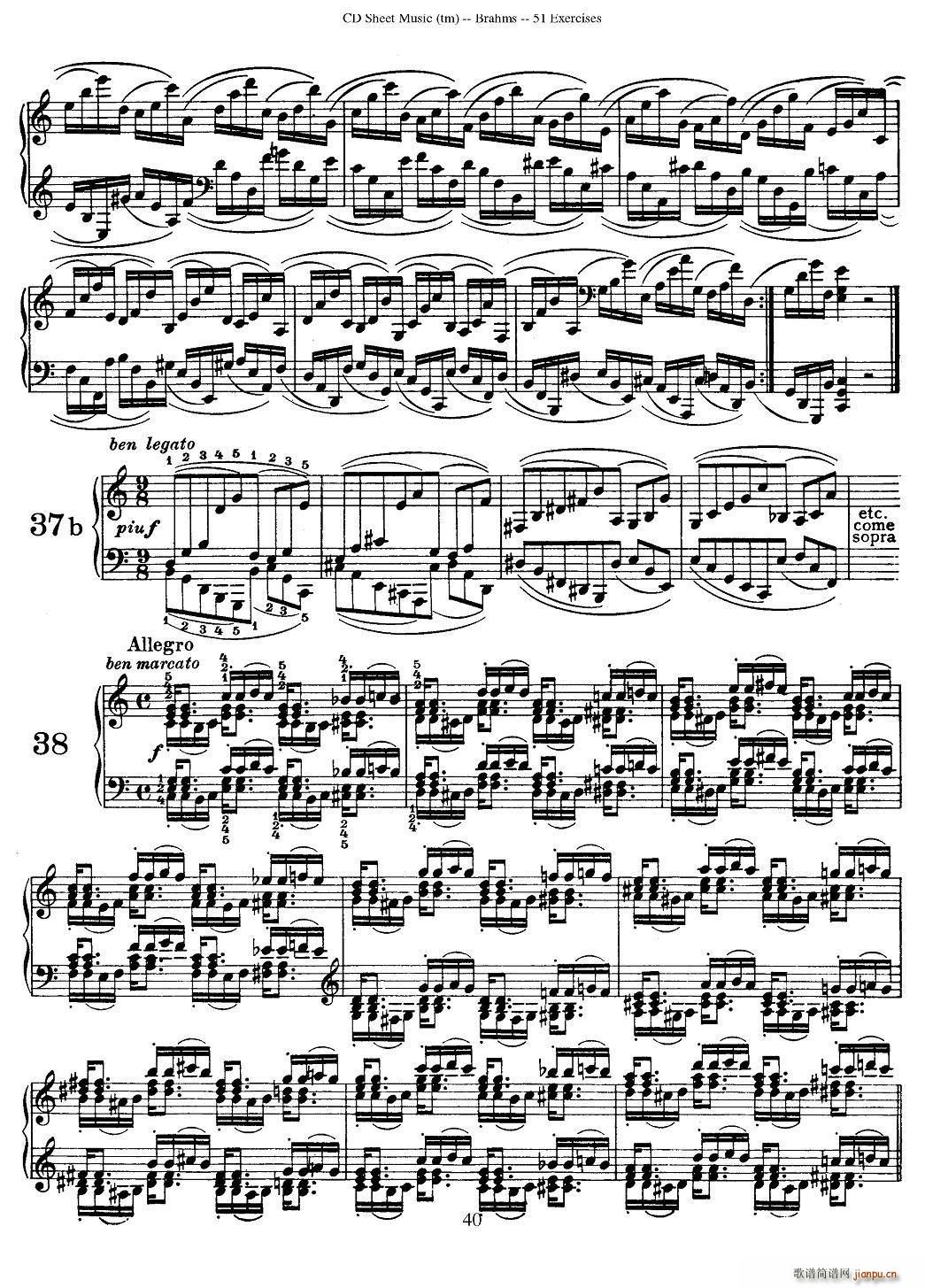 勃拉姆斯 51首练习曲 31 40a(钢琴谱)8