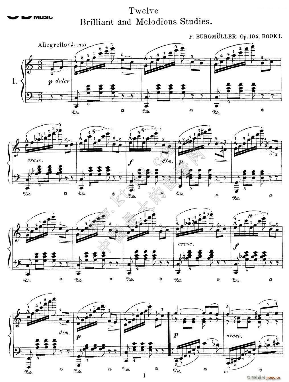 Burgmuller 12 Brillian and Melodious Studies 1(钢琴谱)1