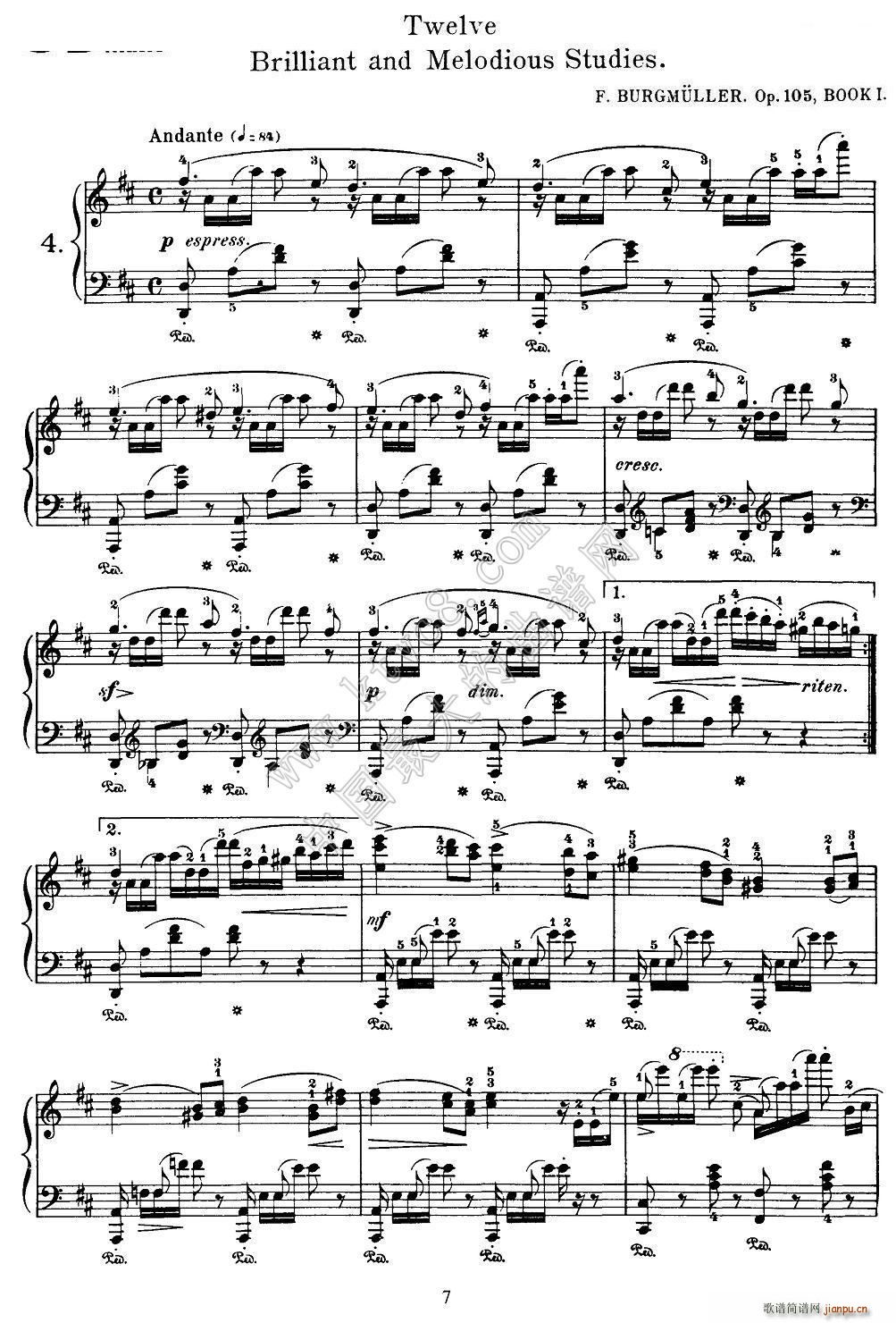 Burgmuller 12 Brillian and Melodious Studies 4(钢琴谱)1