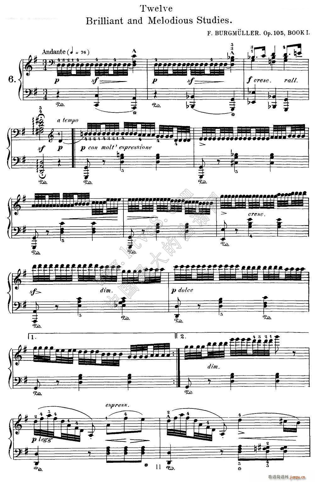 Burgmuller 12 Brillian and Melodious Studies 6(钢琴谱)1