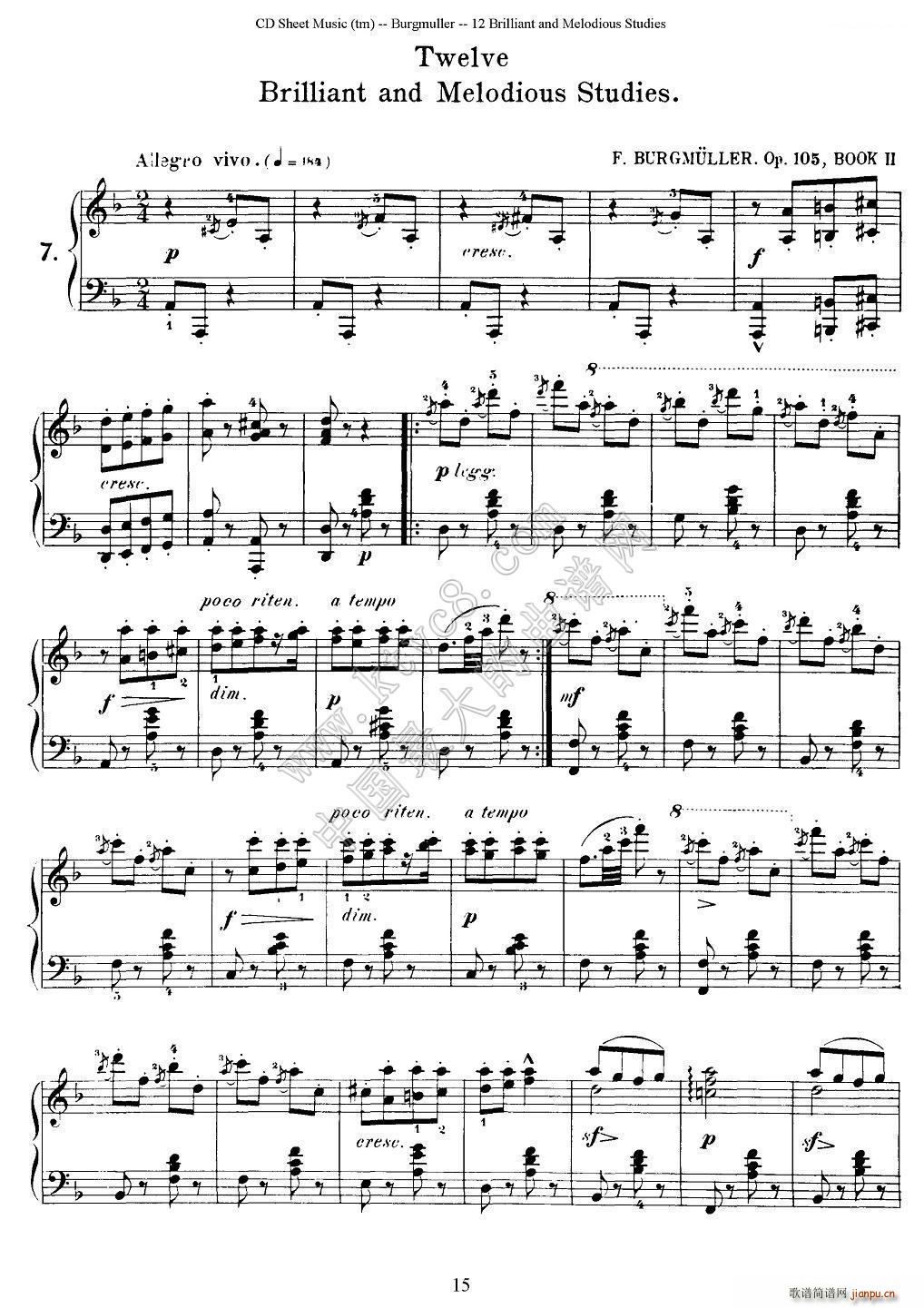 Burgmuller 12 Brillian and Melodious Studies 7(钢琴谱)1