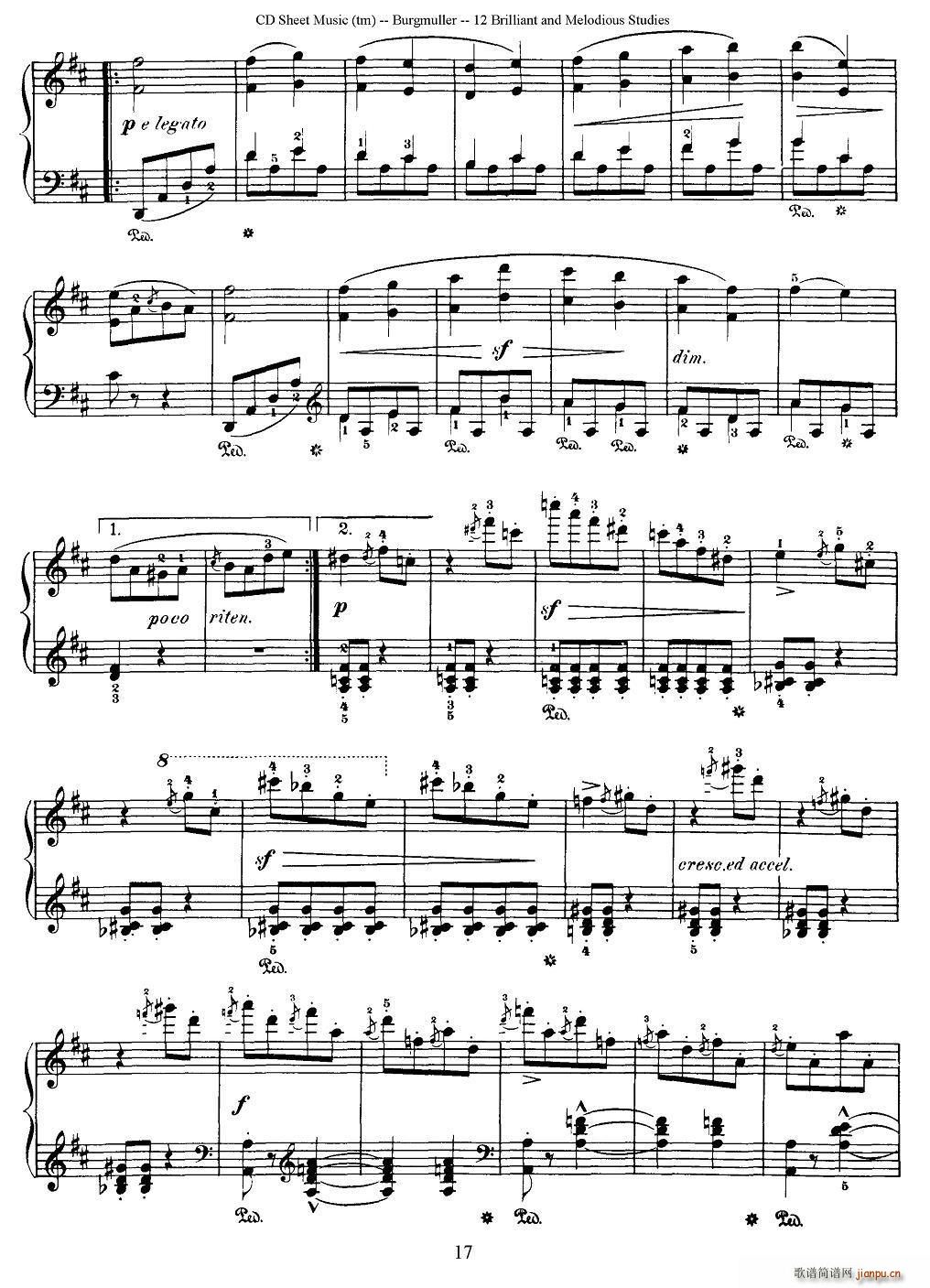 Burgmuller 12 Brillian and Melodious Studies 7(钢琴谱)3