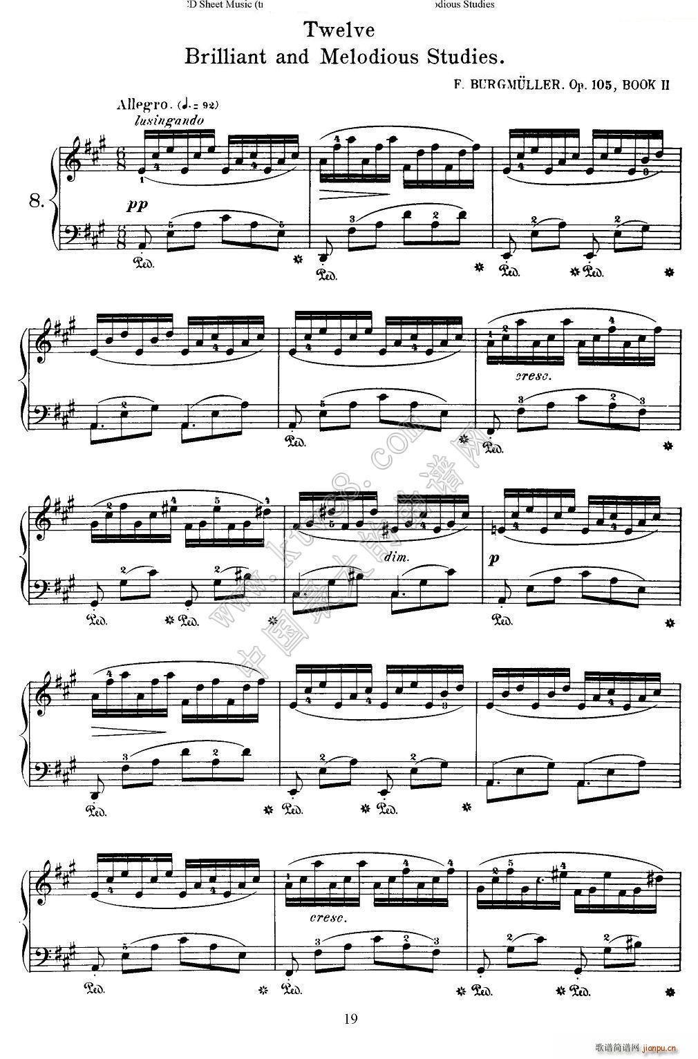 Burgmuller 12 Brillian and Melodious Studies 8(钢琴谱)1