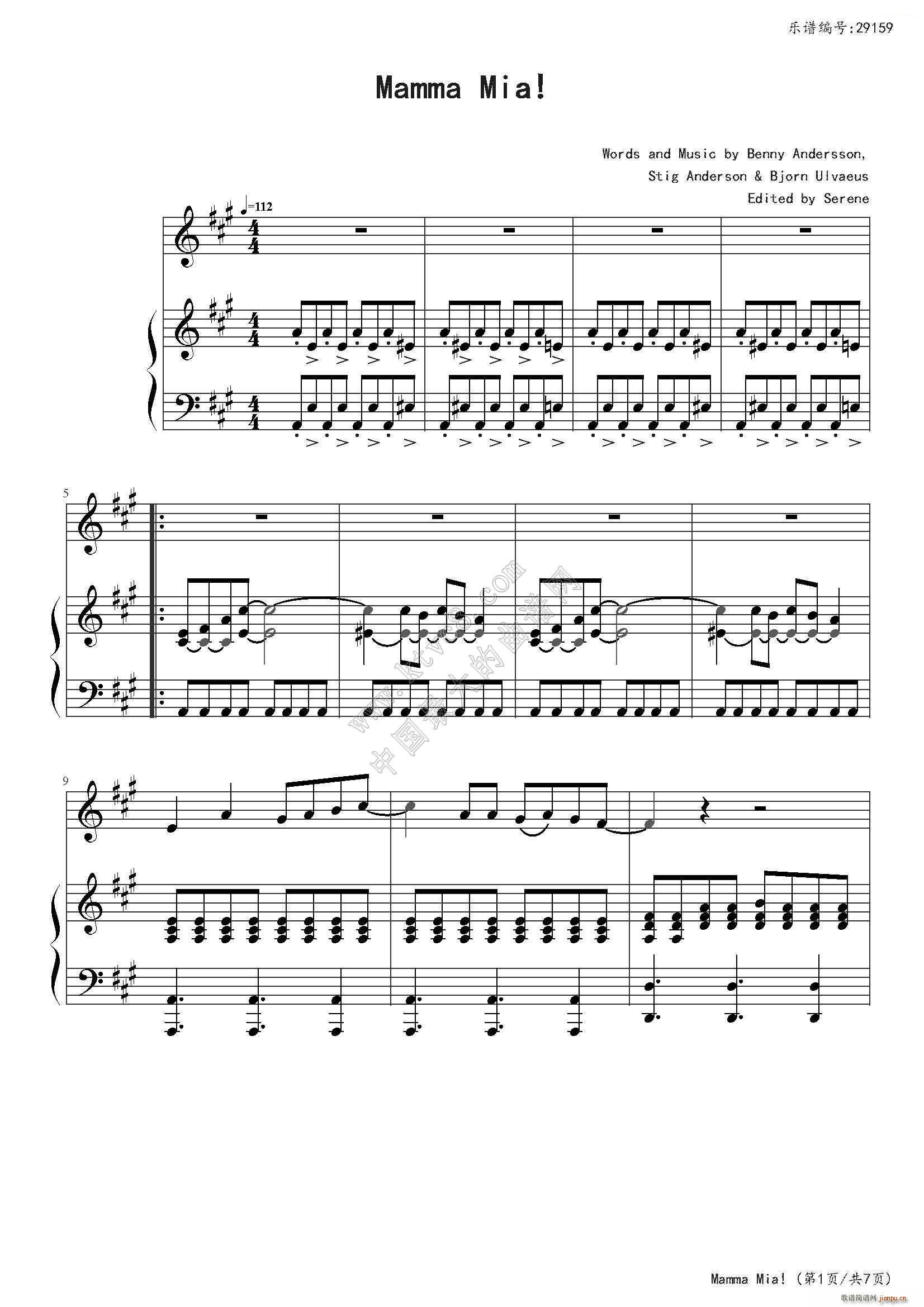 Mamma Mia(钢琴谱)1
