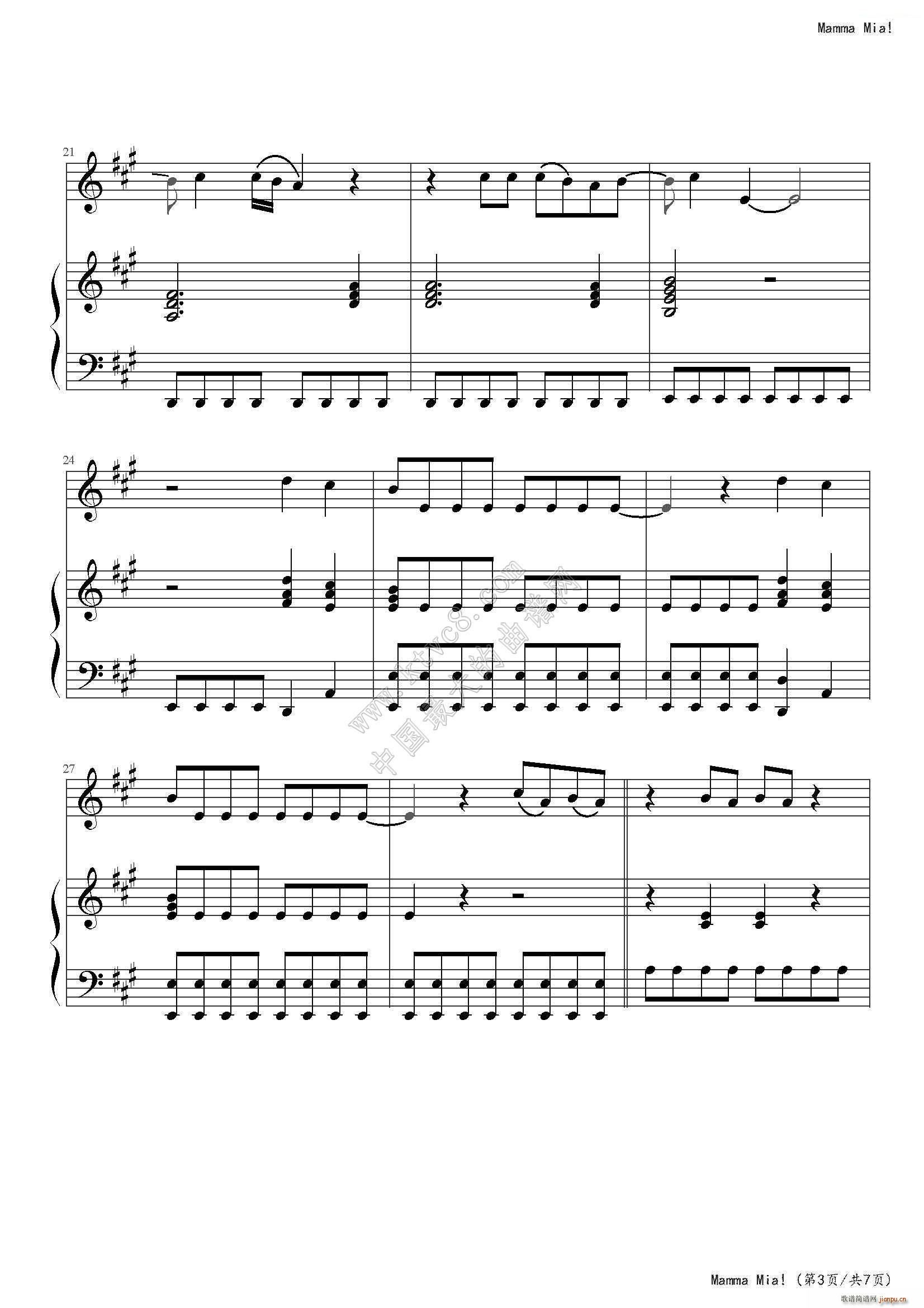 Mamma Mia(钢琴谱)3