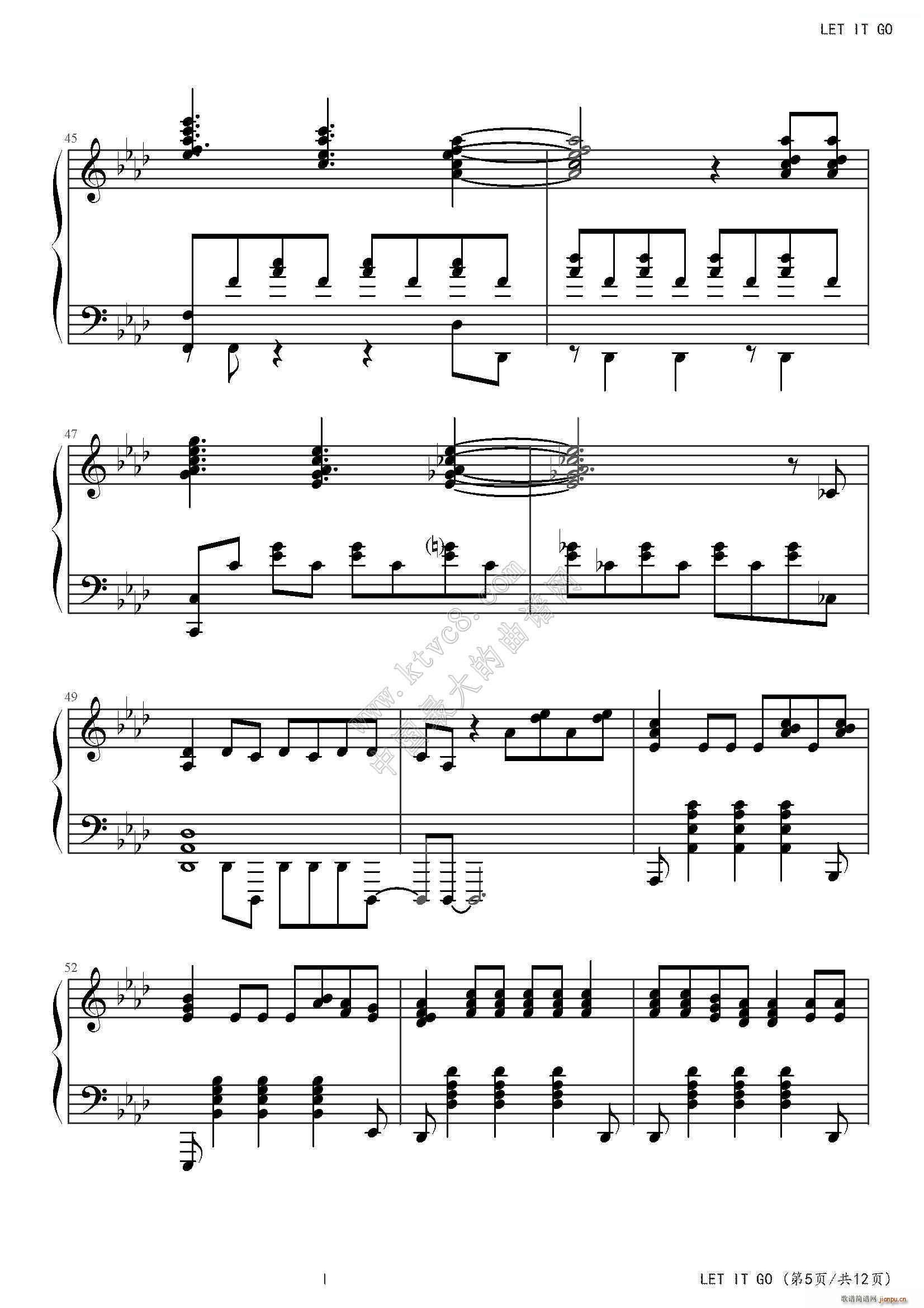 LET IT GO FROZEN(钢琴谱)5