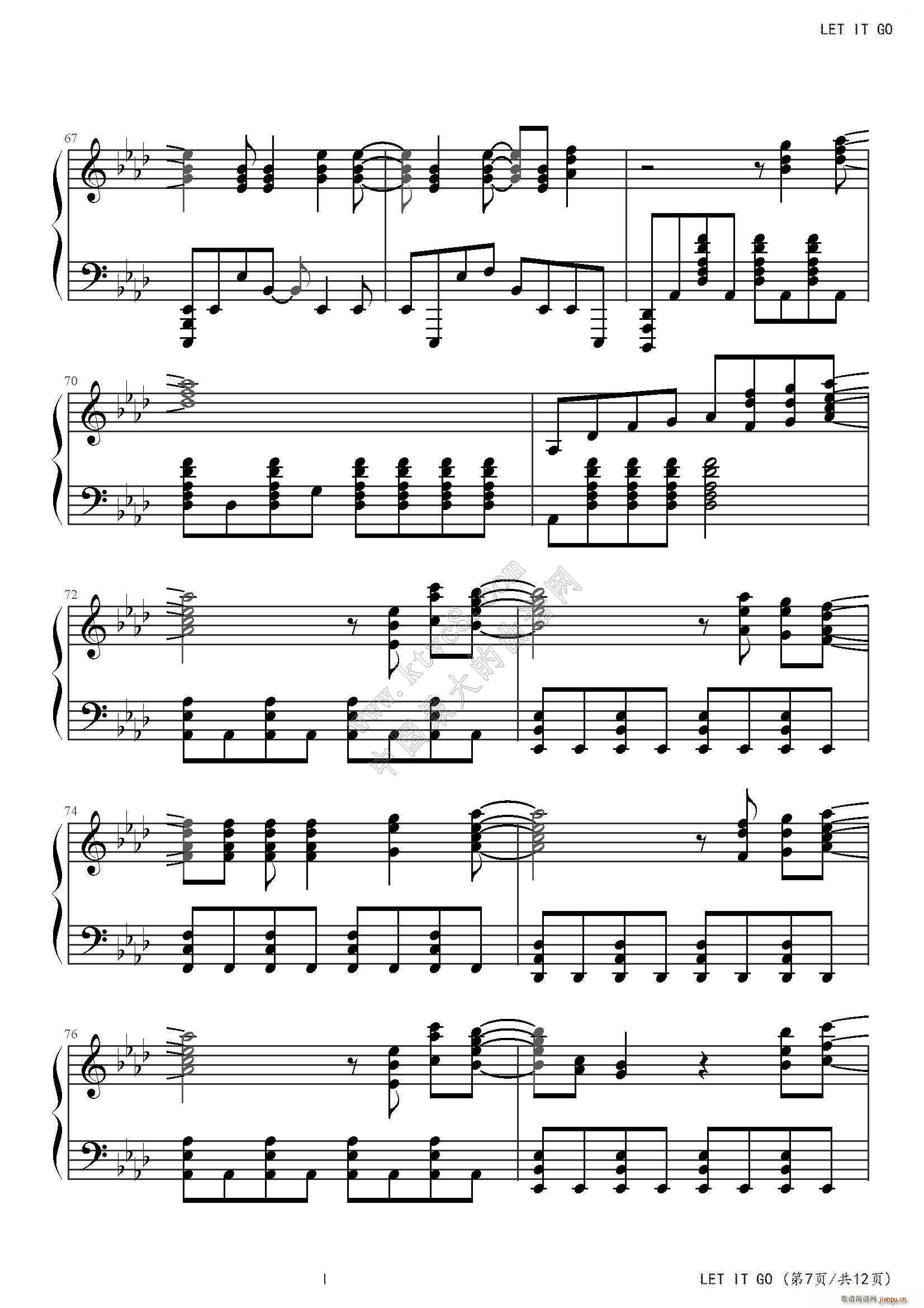 LET IT GO FROZEN(钢琴谱)7