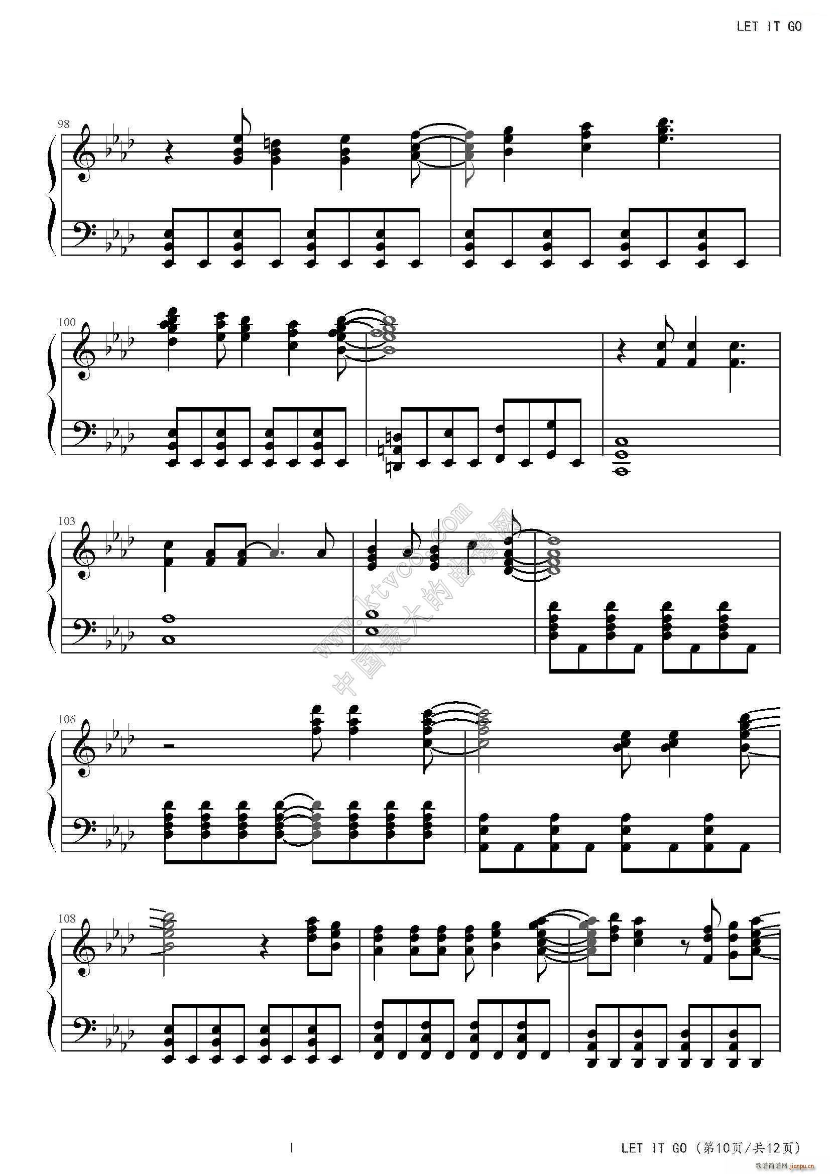 LET IT GO FROZEN(钢琴谱)10