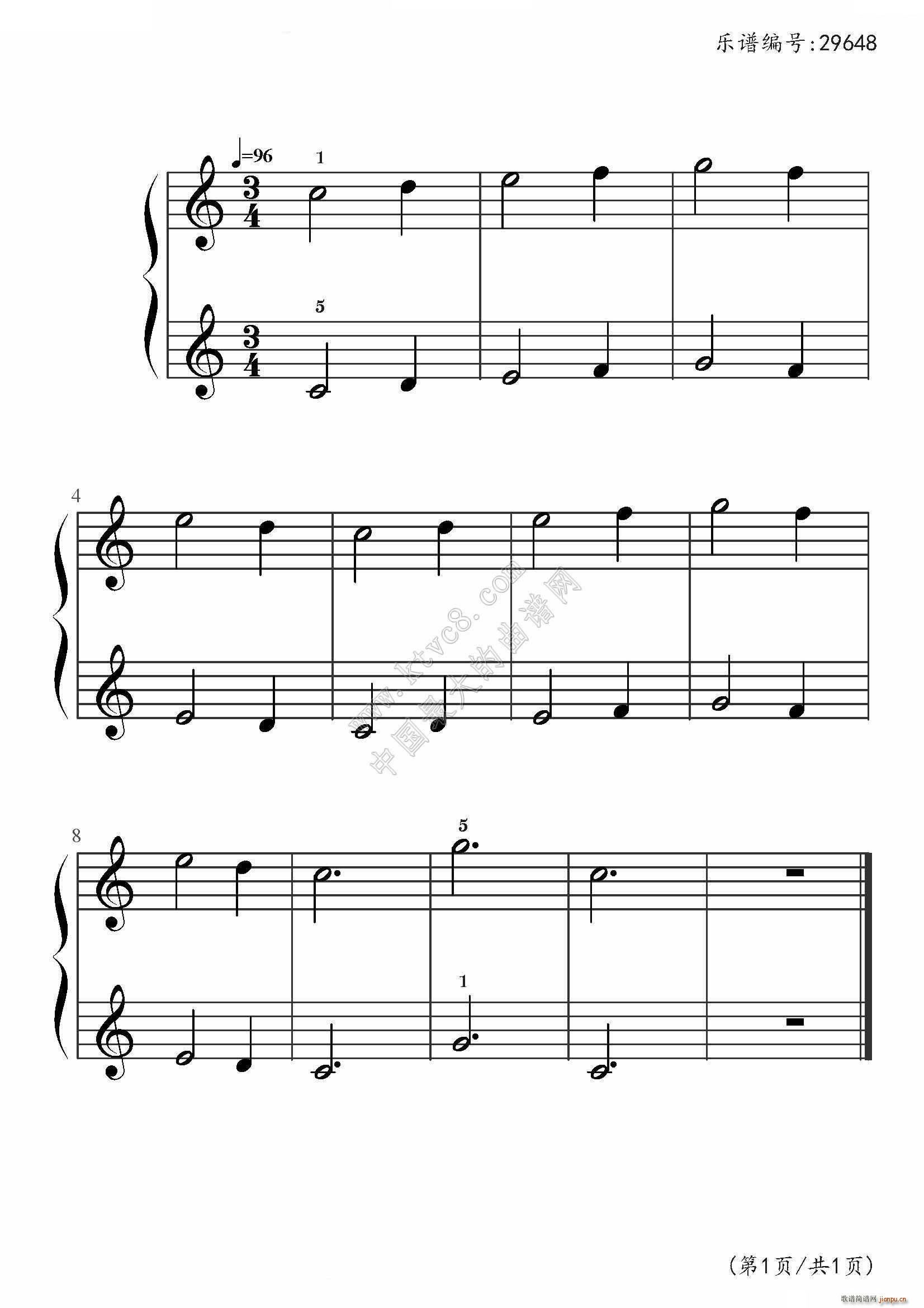 拜厄钢琴基本教程 No 6 学生弹奏(钢琴谱)1