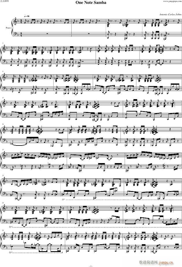 One Note Samba 钢琴版 piano version(钢琴谱)1
