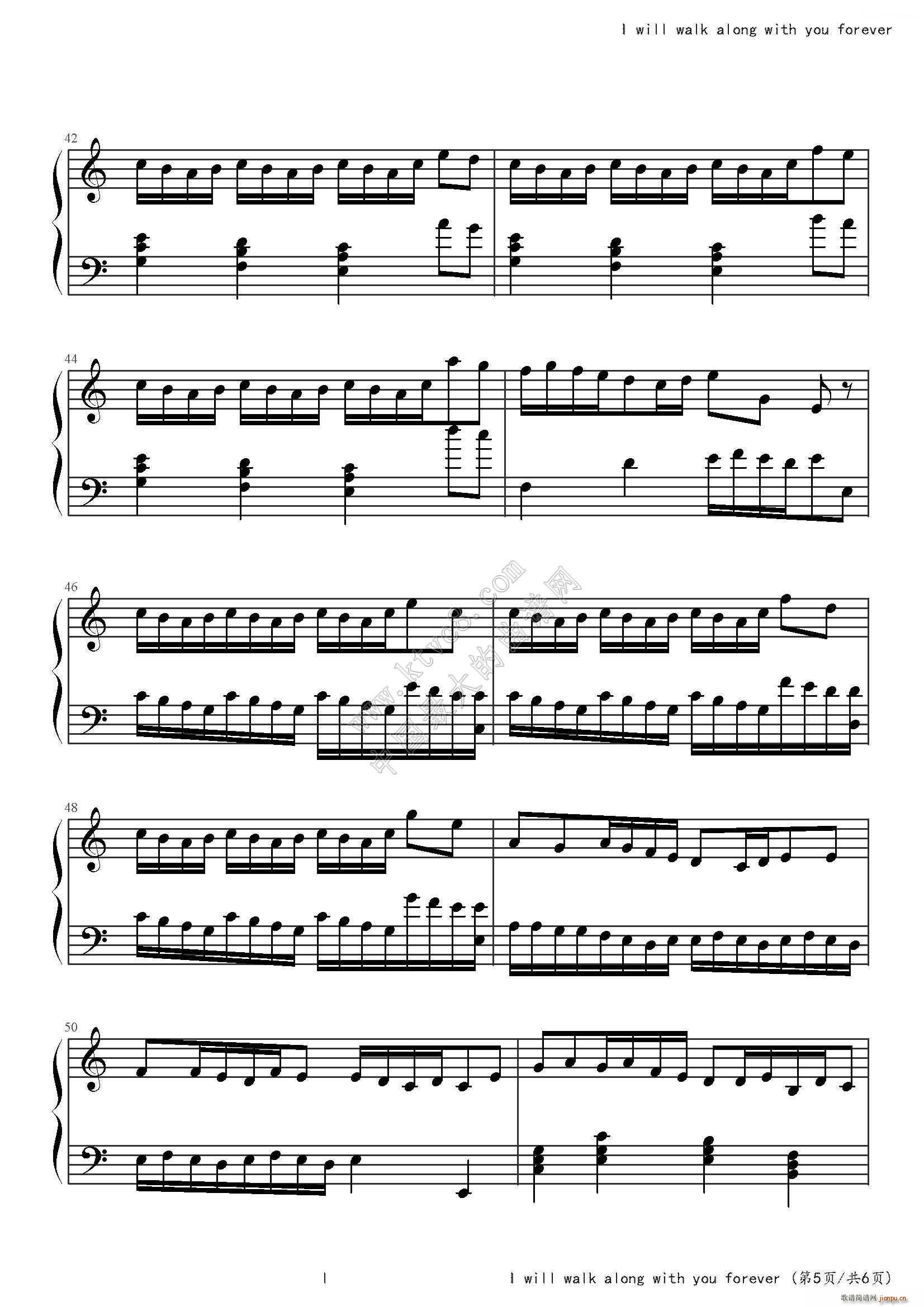 Hope that I will walk along with you forever(钢琴谱)5