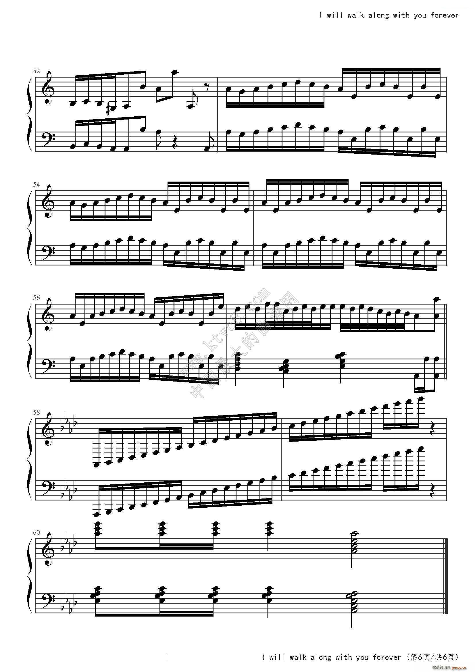 Hope that I will walk along with you forever(钢琴谱)6