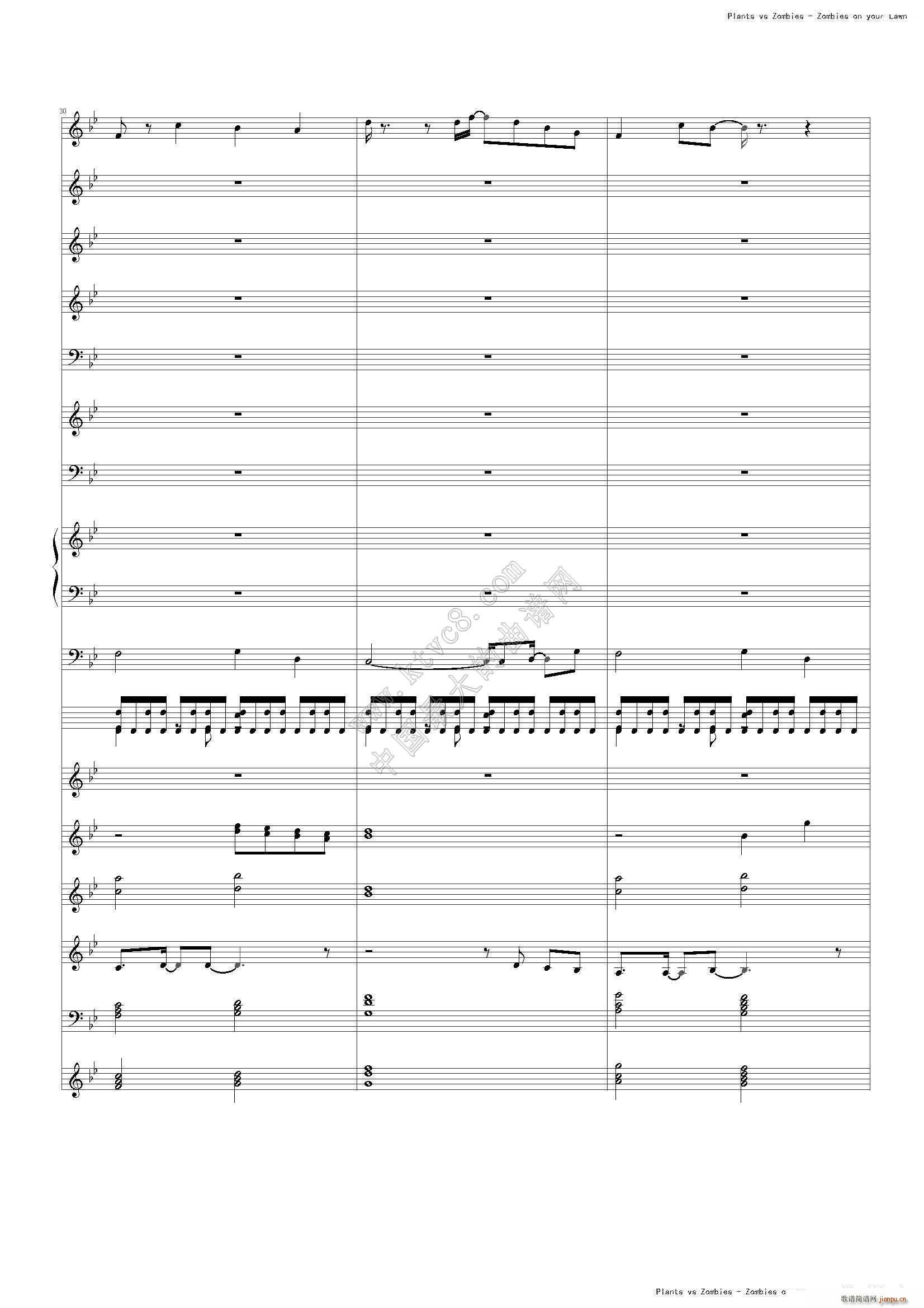 植物大战僵尸 主题或片尾曲(钢琴谱)12