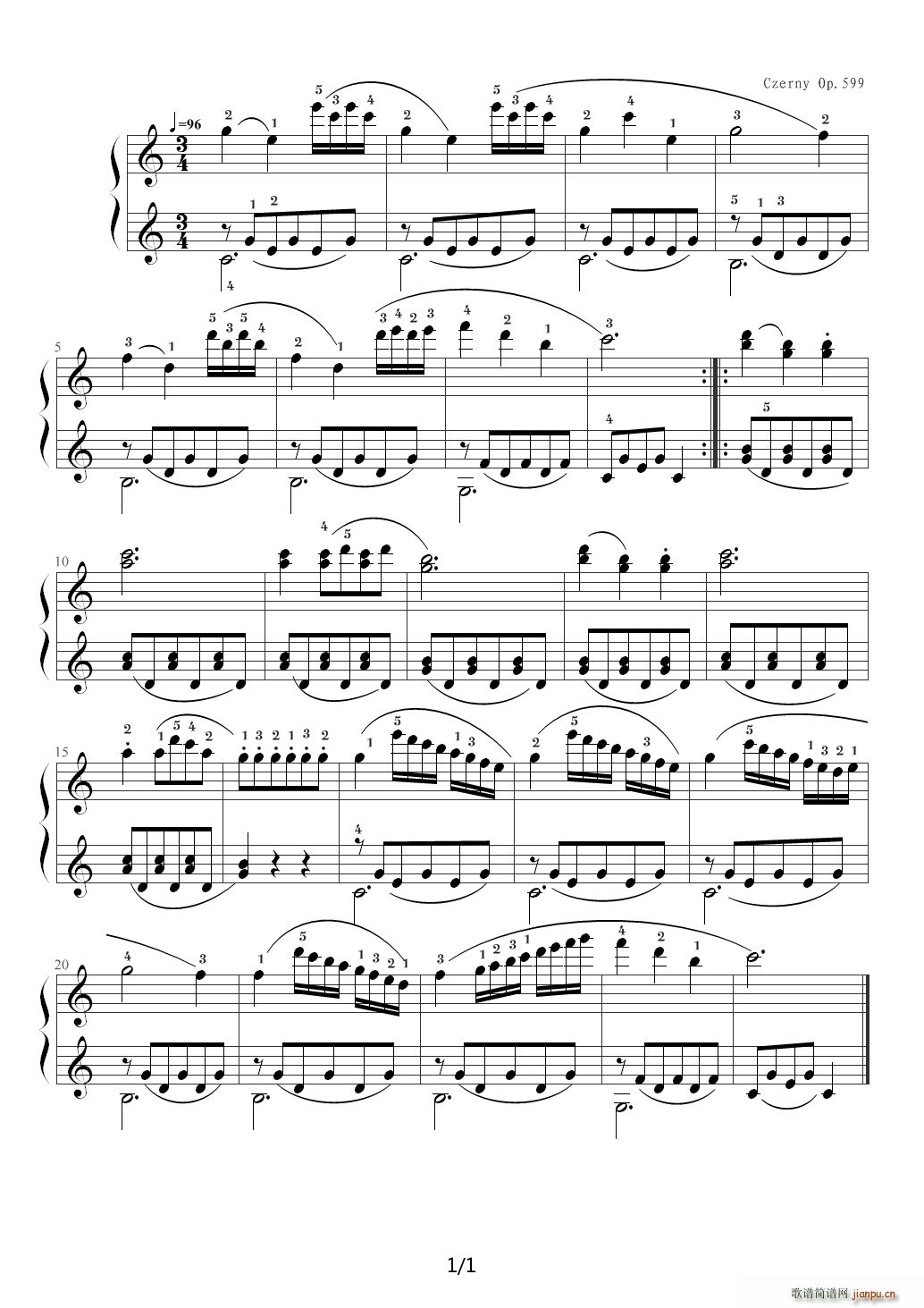 车尔尼599 NO 30 C调(钢琴谱)1